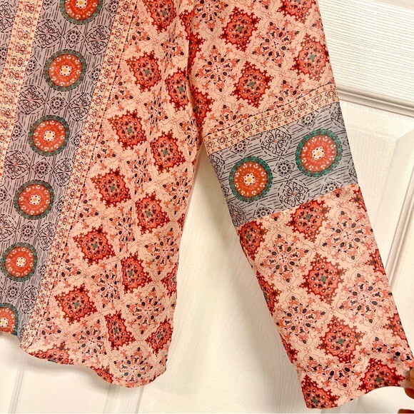 Sundance Gypsy Print Romantic Flowy Medallion Women’s Blouse Top Size M boho
