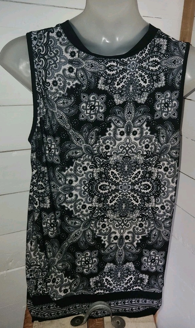 ALYX Multicolor Patterned Tank Top Blouse Size Womens 3X Black Grey #S!-9