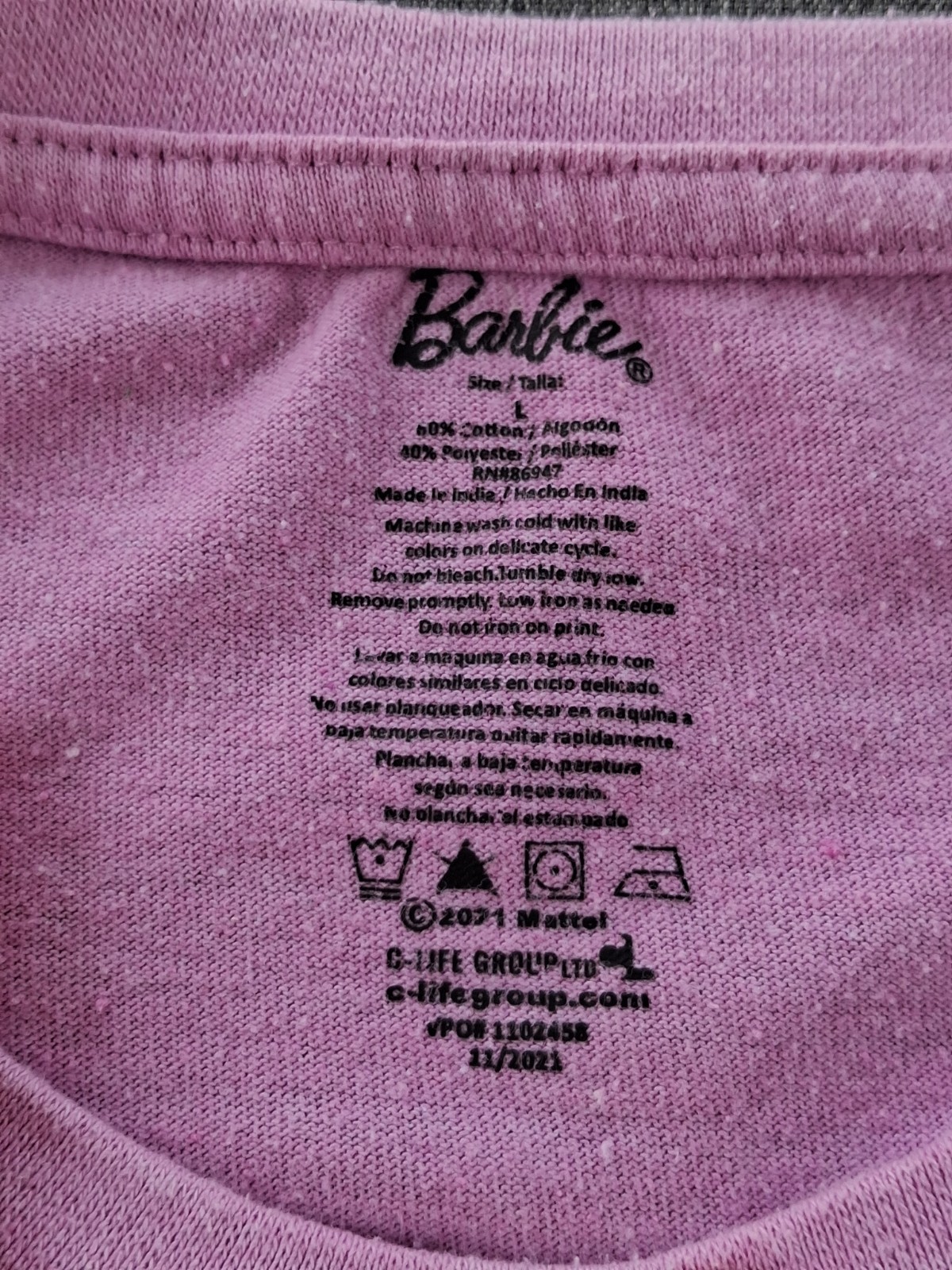 Barbie Retro Sunset Graphic Tee Women’s L Pink Mattel Fitted Shirt
