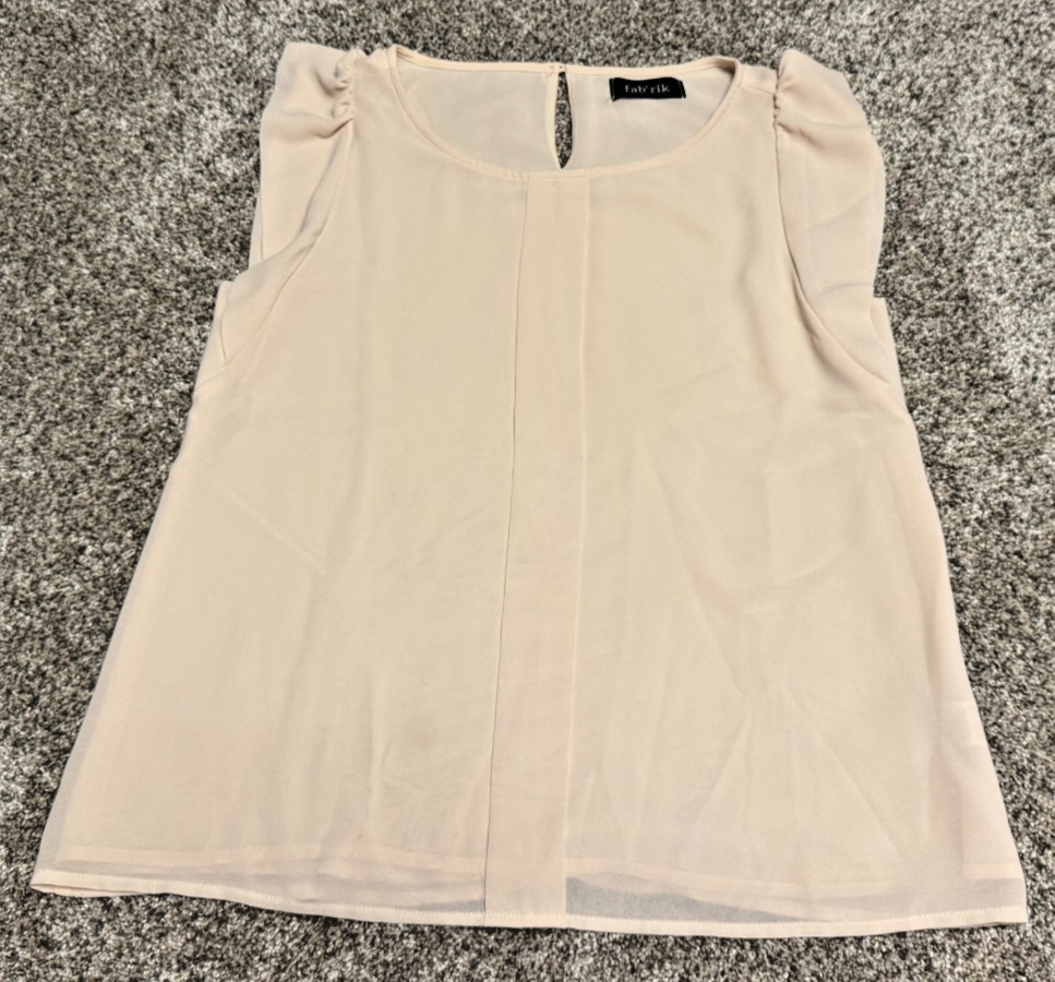 Fabrik Womens Blouse | Cream | Size M | Ruffle Sleeve | Lined Blouse | Fab’rik
