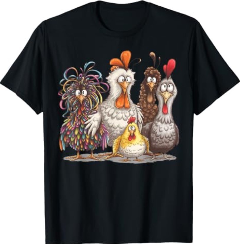 Chicken Art T Shirts Crazy Chicken Tees for Men Women Funny Vintage Graphic Tee