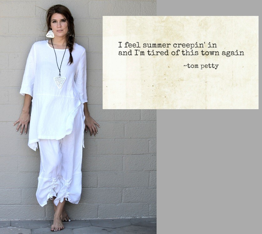 BRYN WALKER Light Linen BRE TRUNIC A-Line Slit-Side Top 3/4Sleeves S M L COLORS
