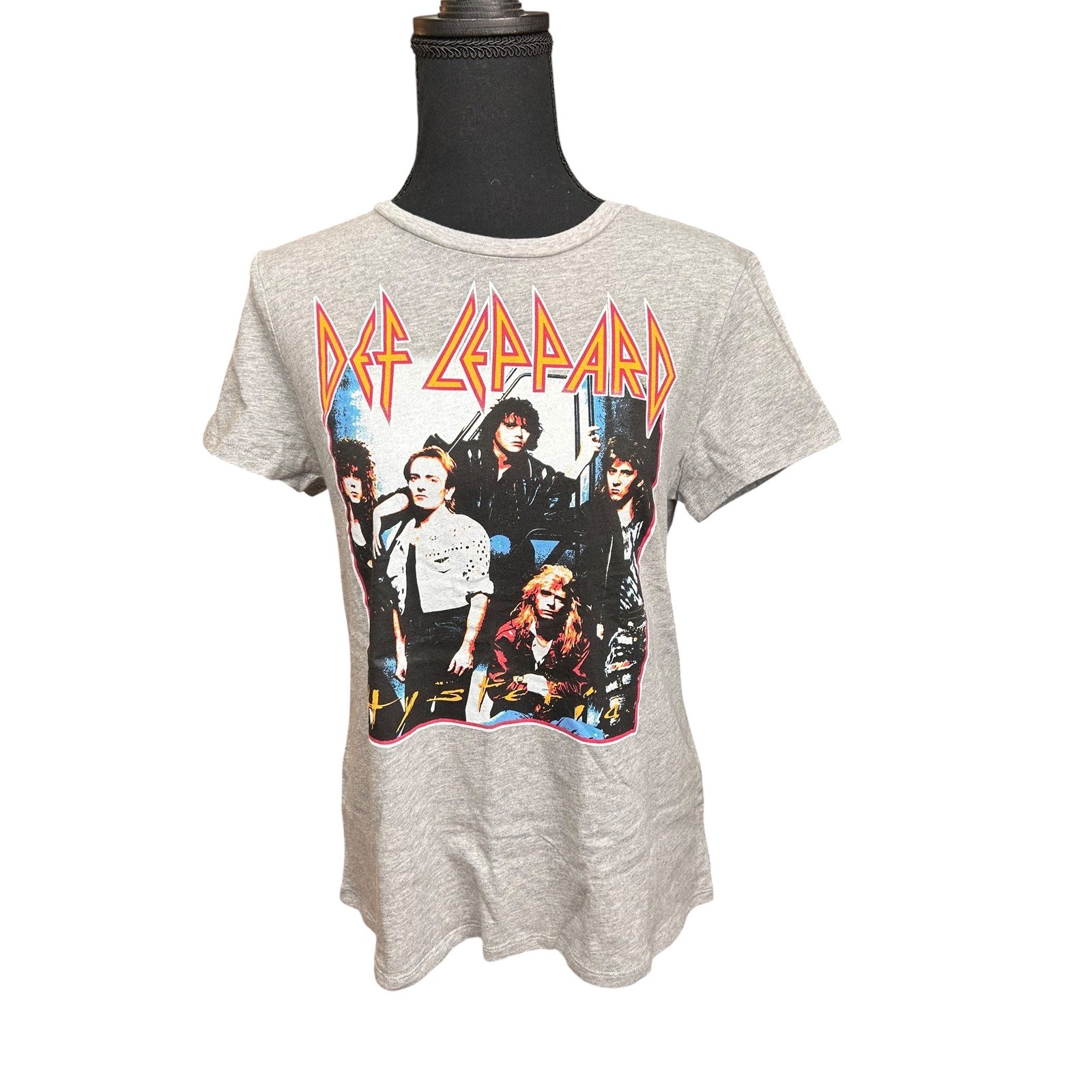 Junkfood Def Leppard Rock Band Graphic T Shirt Grey Size Medium