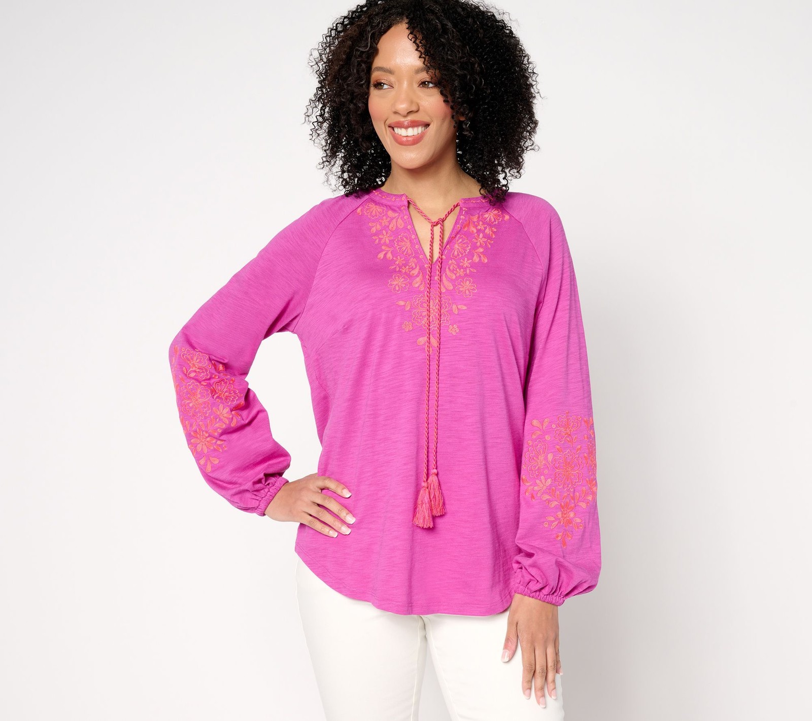 Belle by Kim Gravel Women’s Top Sz XS Boho Lotus Sunrise Purple A679775