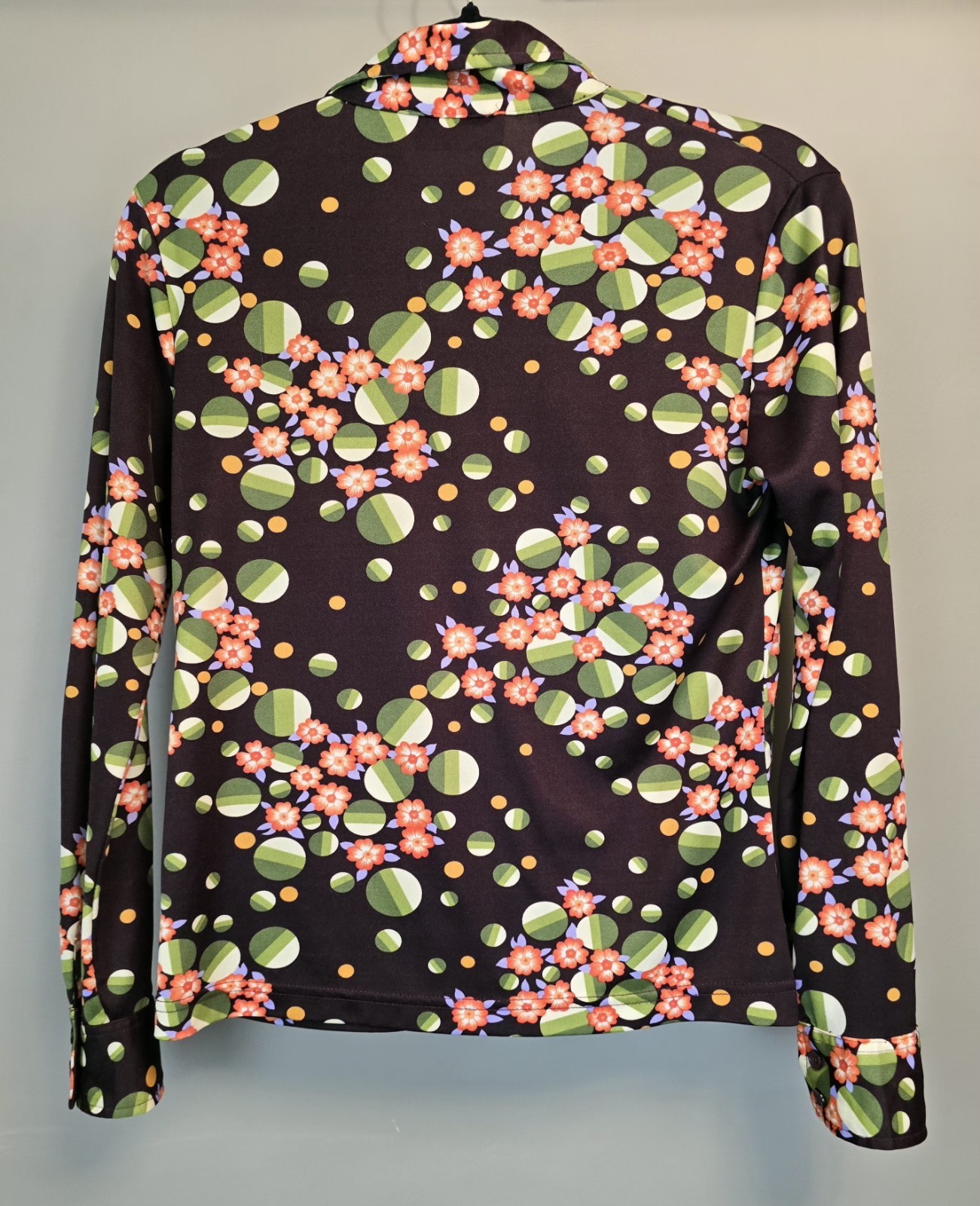 90’s 8 Track Brand Printed Button-Up Shirt Retro 70’s Style Nylon 8Track Delia’s