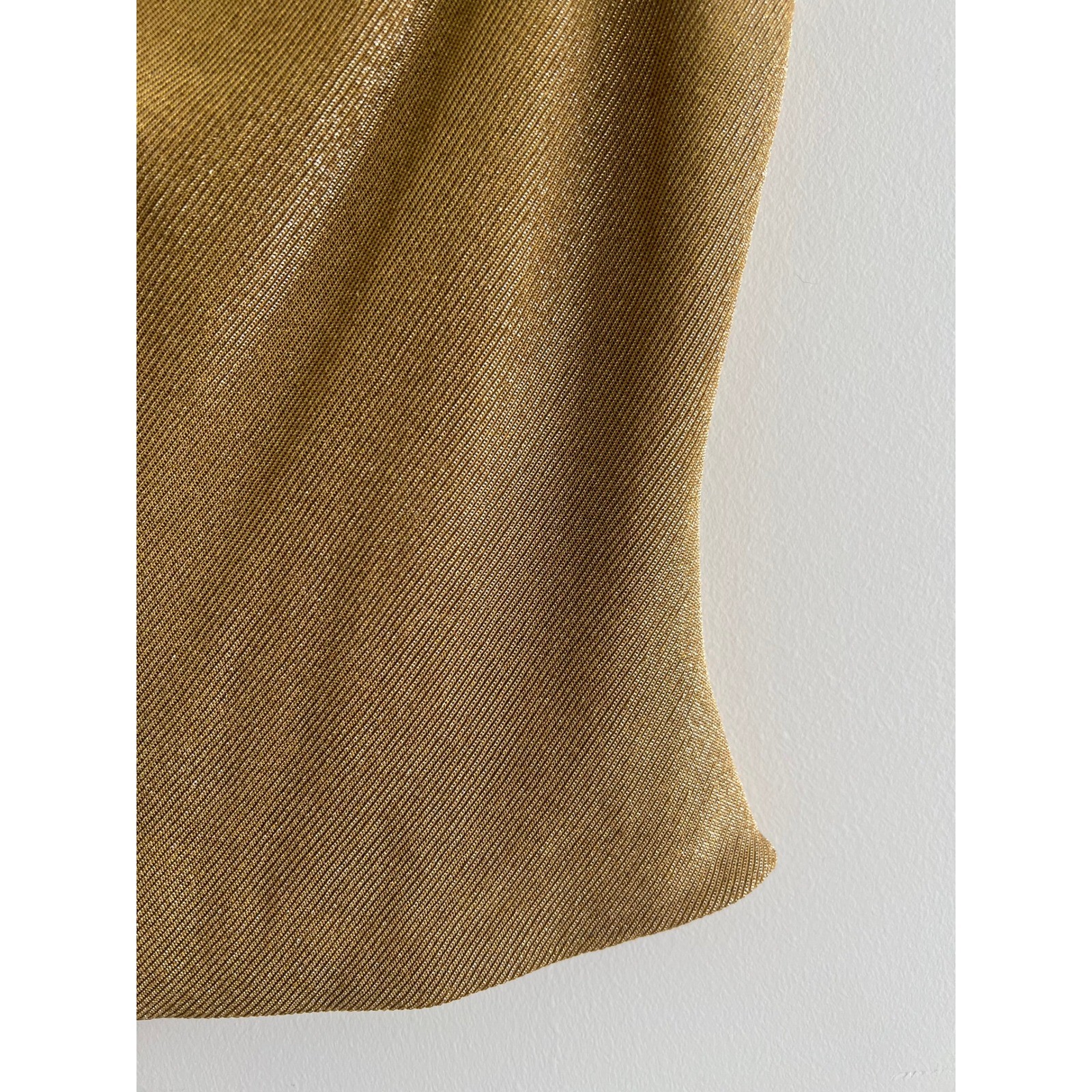 Caché Gold Metallic Lurex Cowl Drape Top Sz 6 Shimmer Y2K Mob Wife 90s