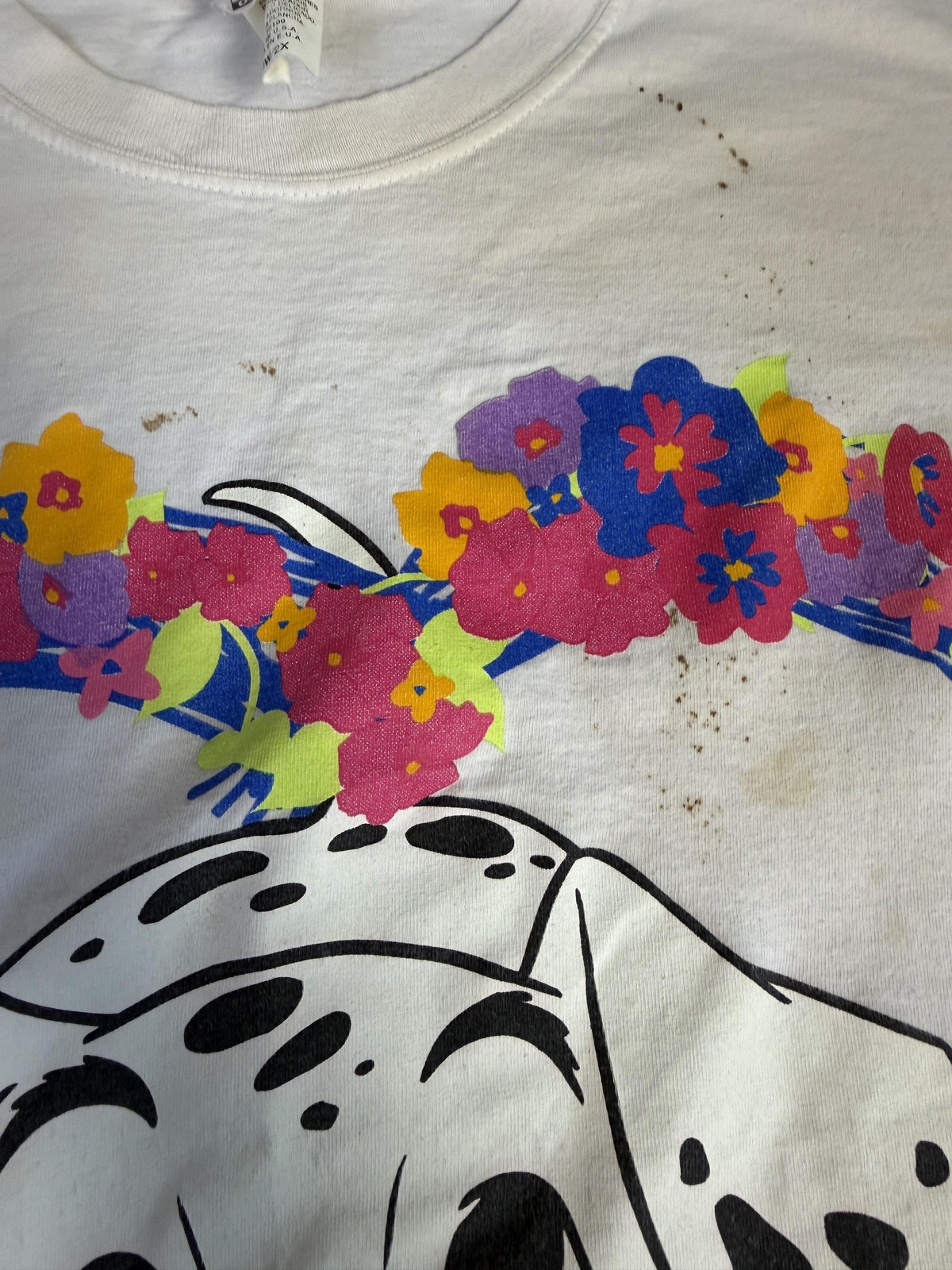 Vintage Disney Shirt Womens 20W/2X White Movie Promo 101 Dalmatians Floral 90s