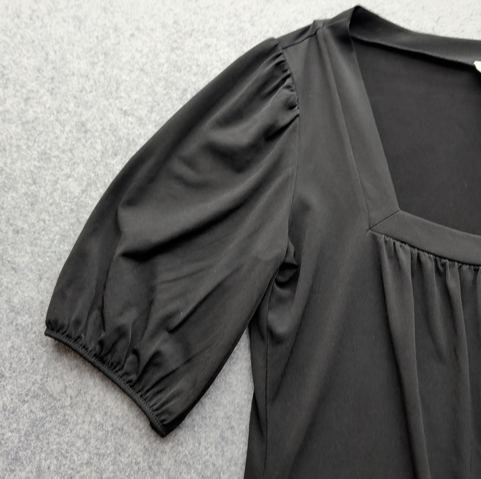 Ann Taylor Loft Women’s Black Square Neck Blouse 1/2 Sleeve Bow Black Size M