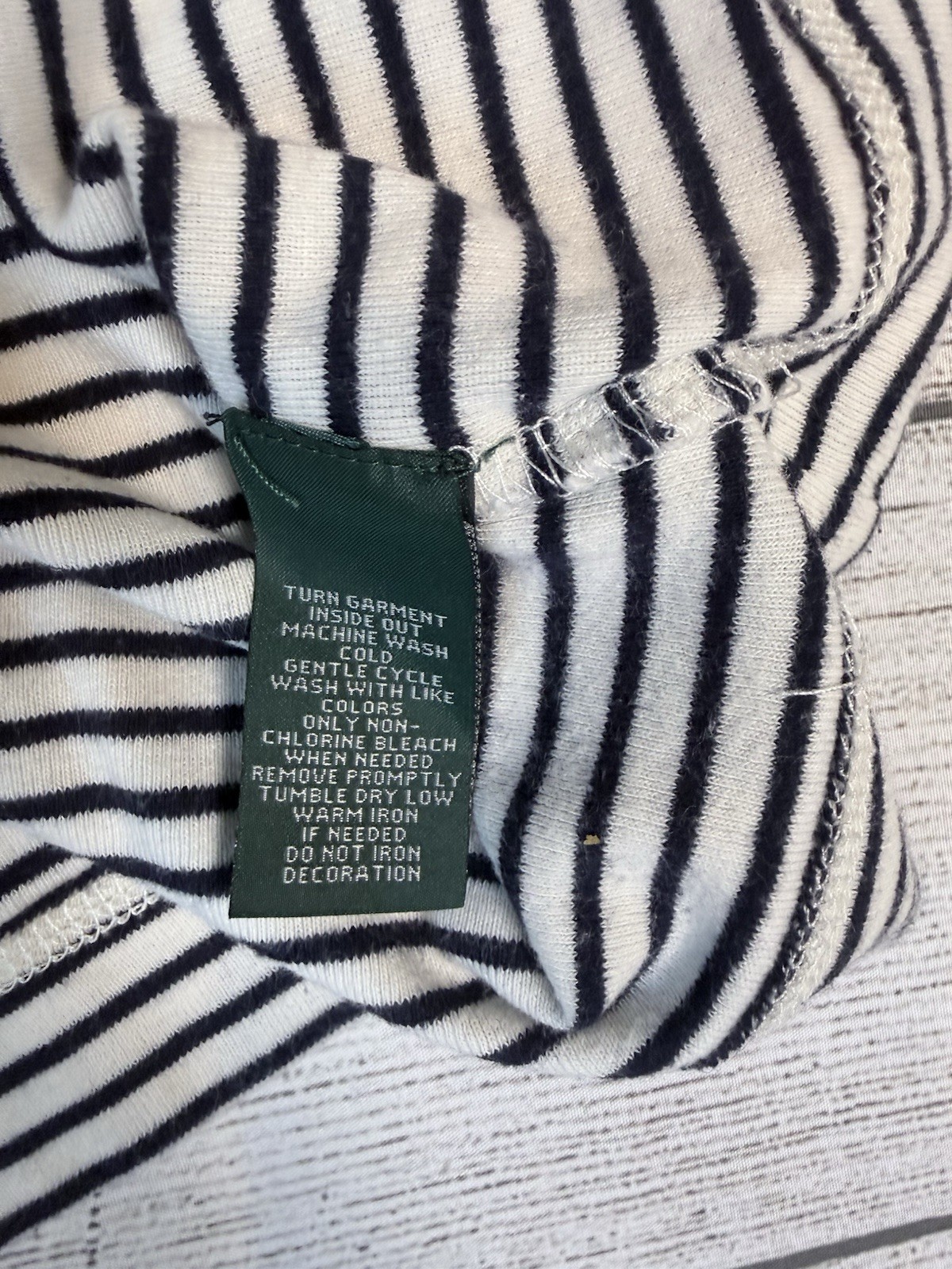 Ralph Lauren Jeans Co Women Petite PM Black/White Stripe Crew Shirt Preppy Y2K