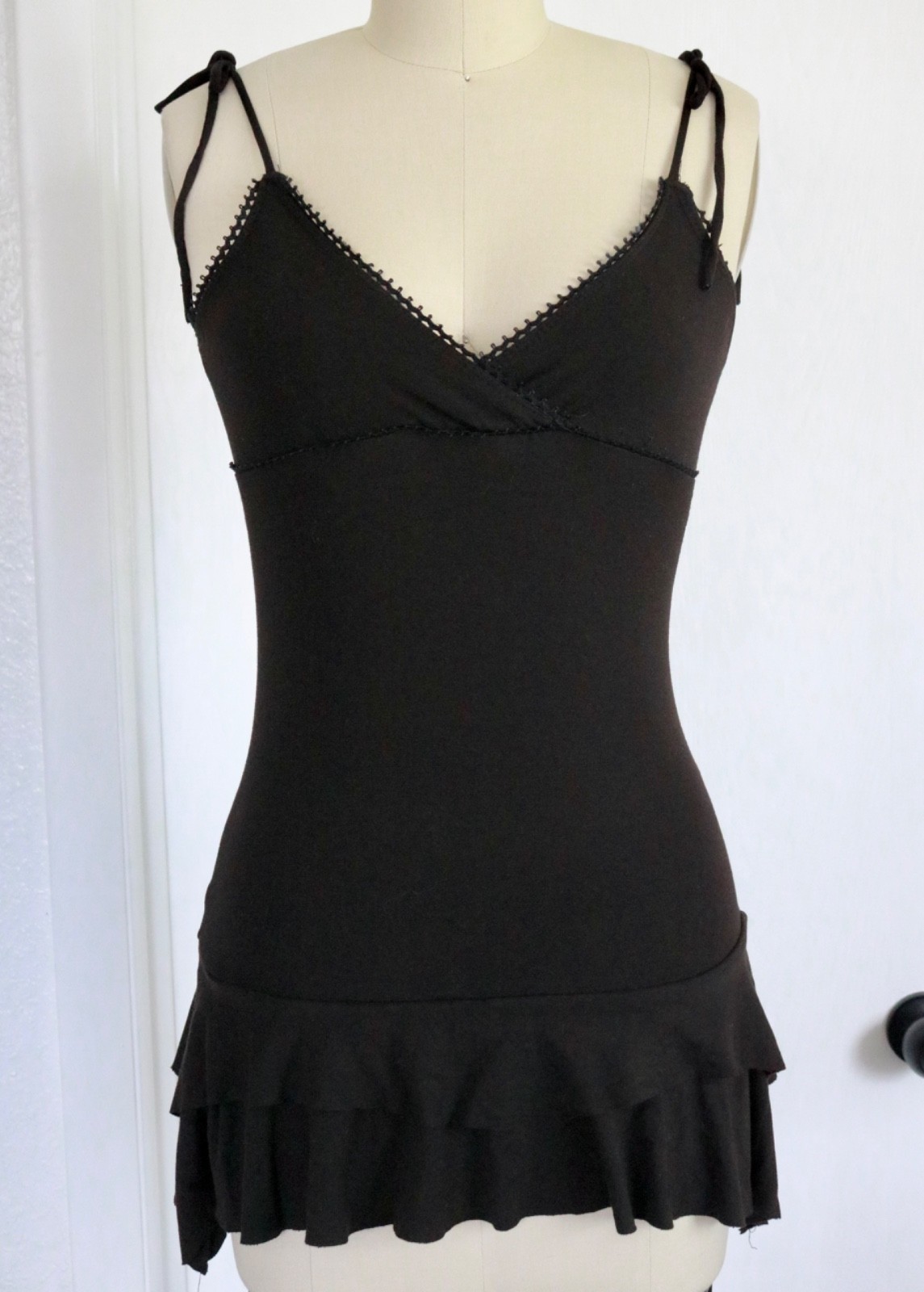 Vintage Y2K black Babydoll Cami Camisole Top Small Boho Tank Top XS Fairy Goth
