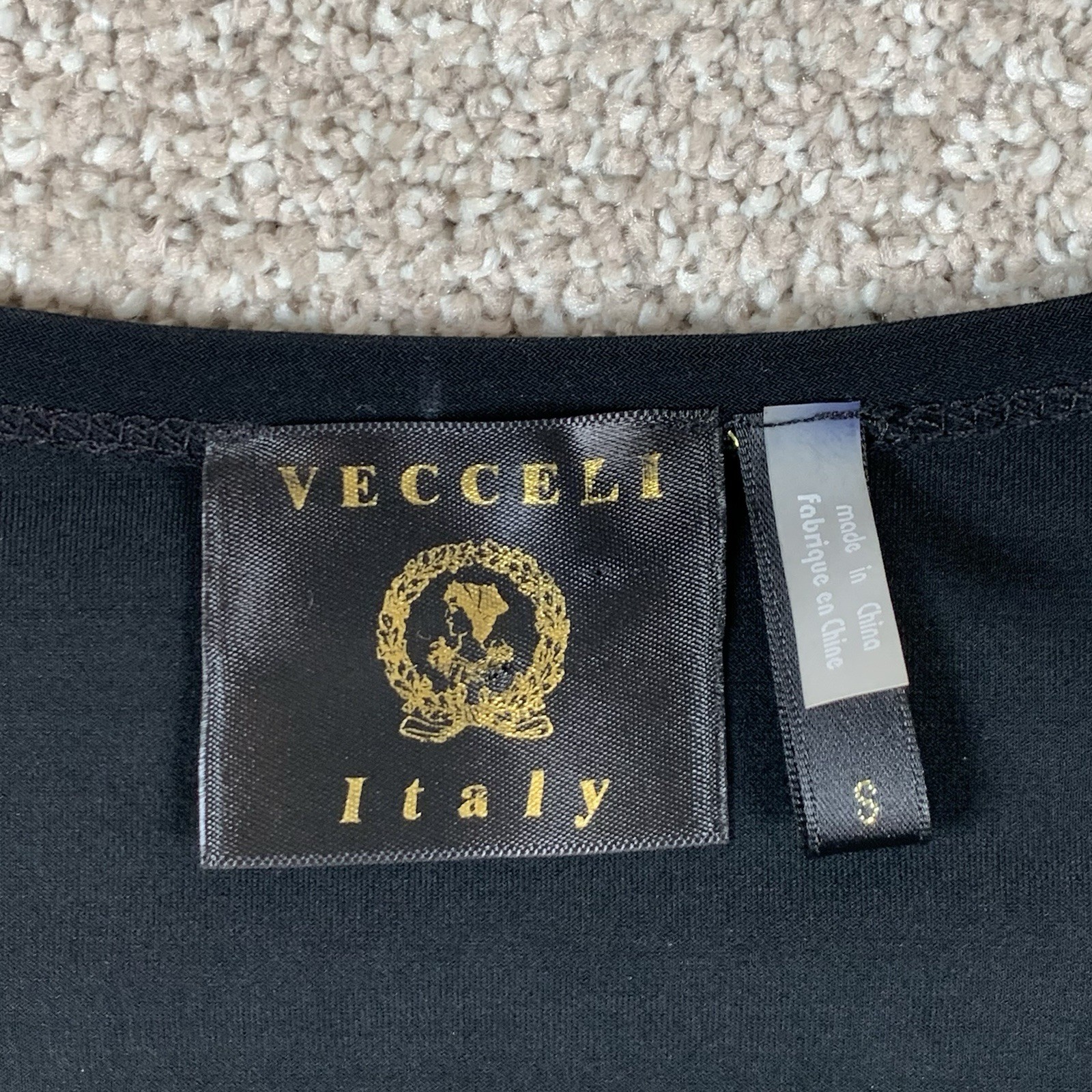 VECCELI ITALY Gray Black Oversized Asymmetrical Blouse Top Shirt Women’s Small