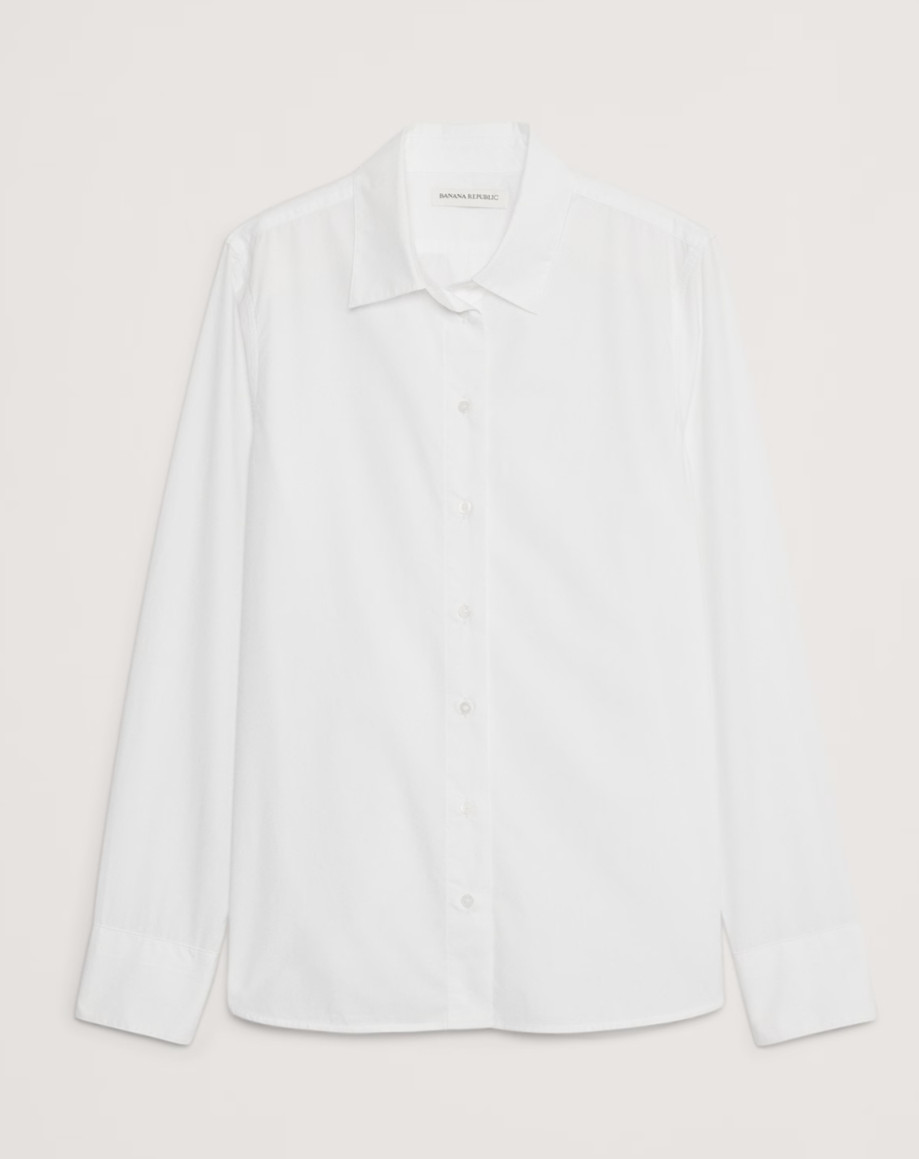 NWT! Banana Republic White $98 The Perfect Everyday Cotton Poplin Blouse Shirt S