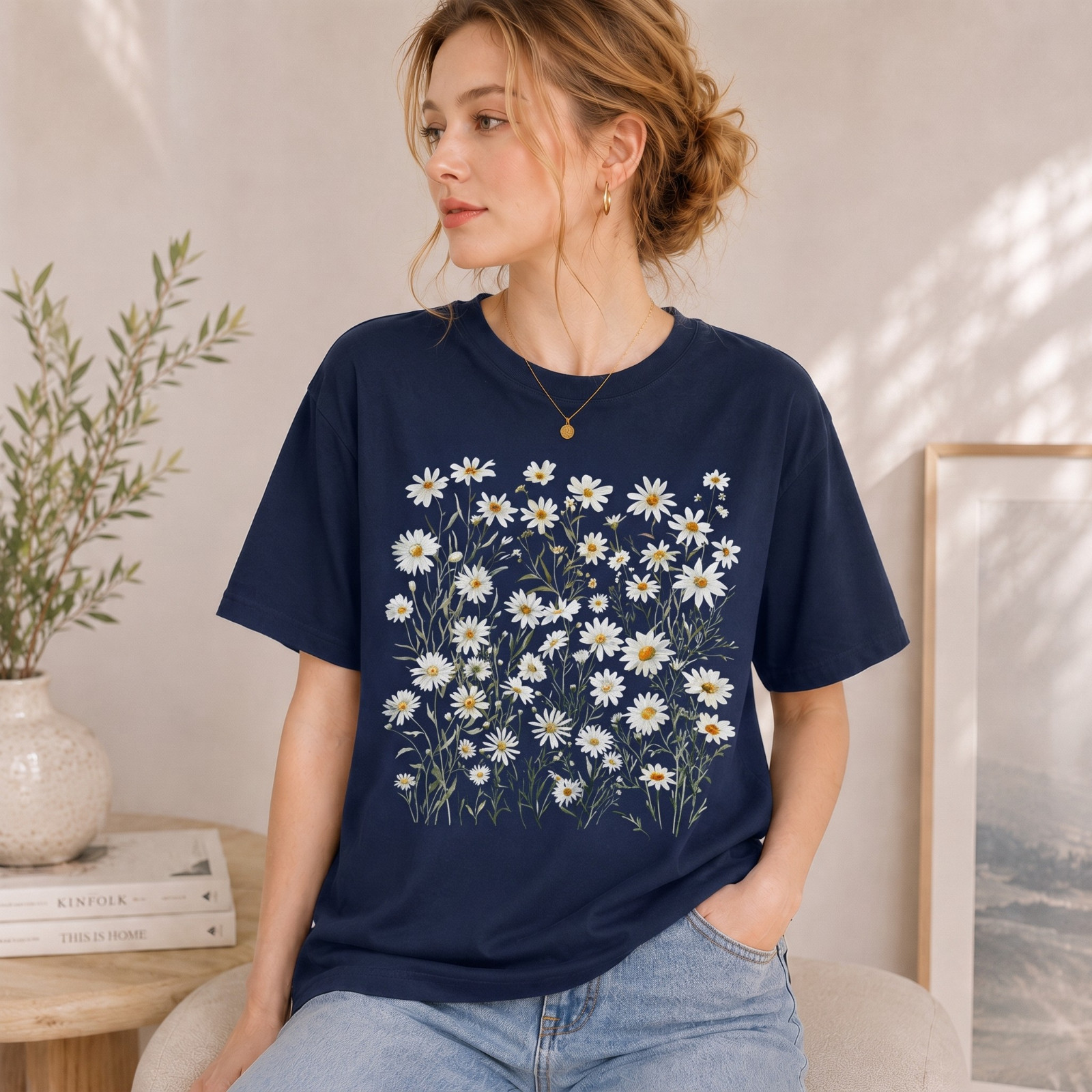 Daisy Flower Graphic T-Shirt Vintage Tee Cute Floral Women Comfort Colors