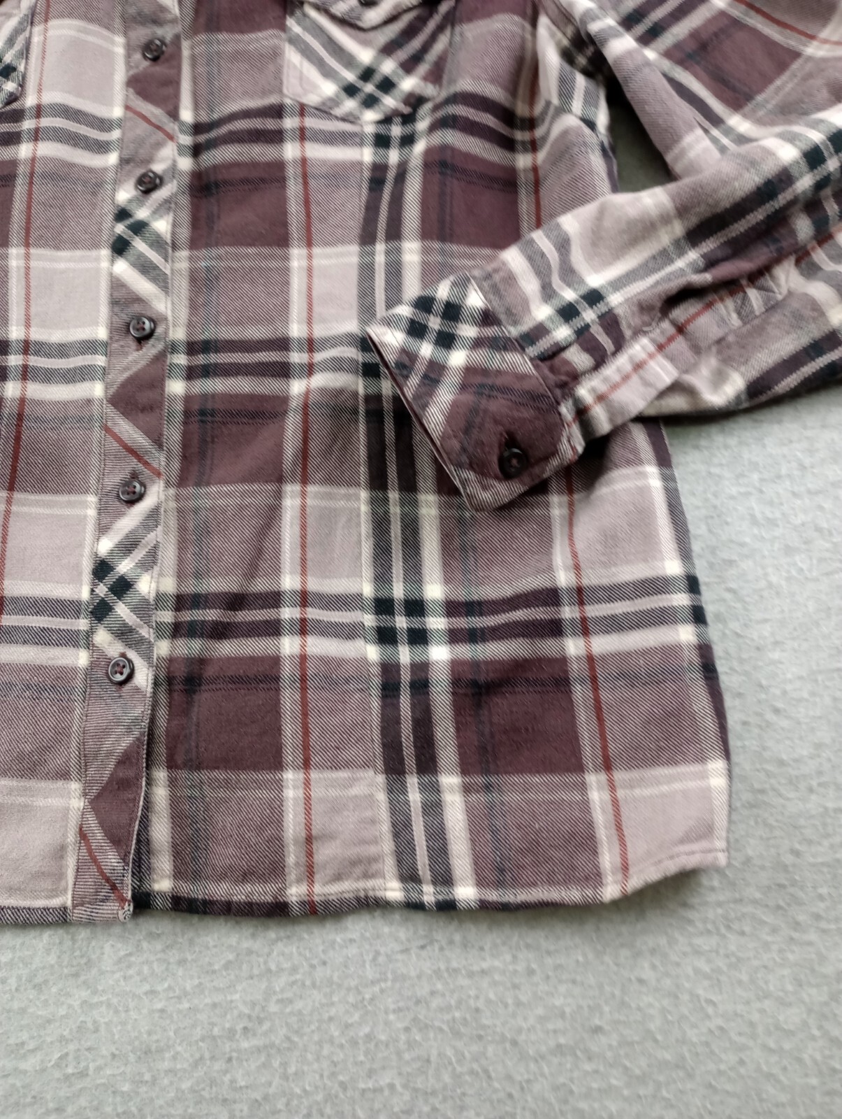 Magellan Shirt Womens Small Brown Flannel Western Roll Tab Flip Cuff Button Up