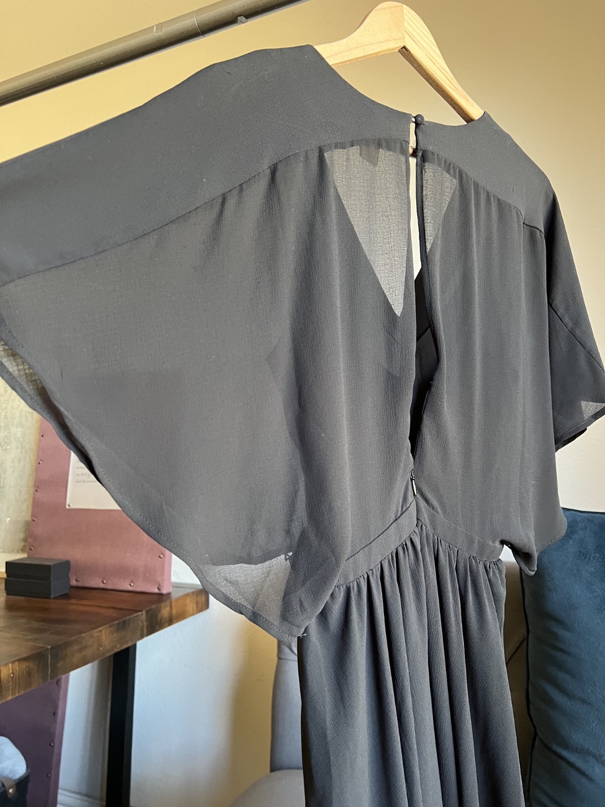H&M Black V-Neck Kimono Sleeve Mini Dress Size 2| NWOT