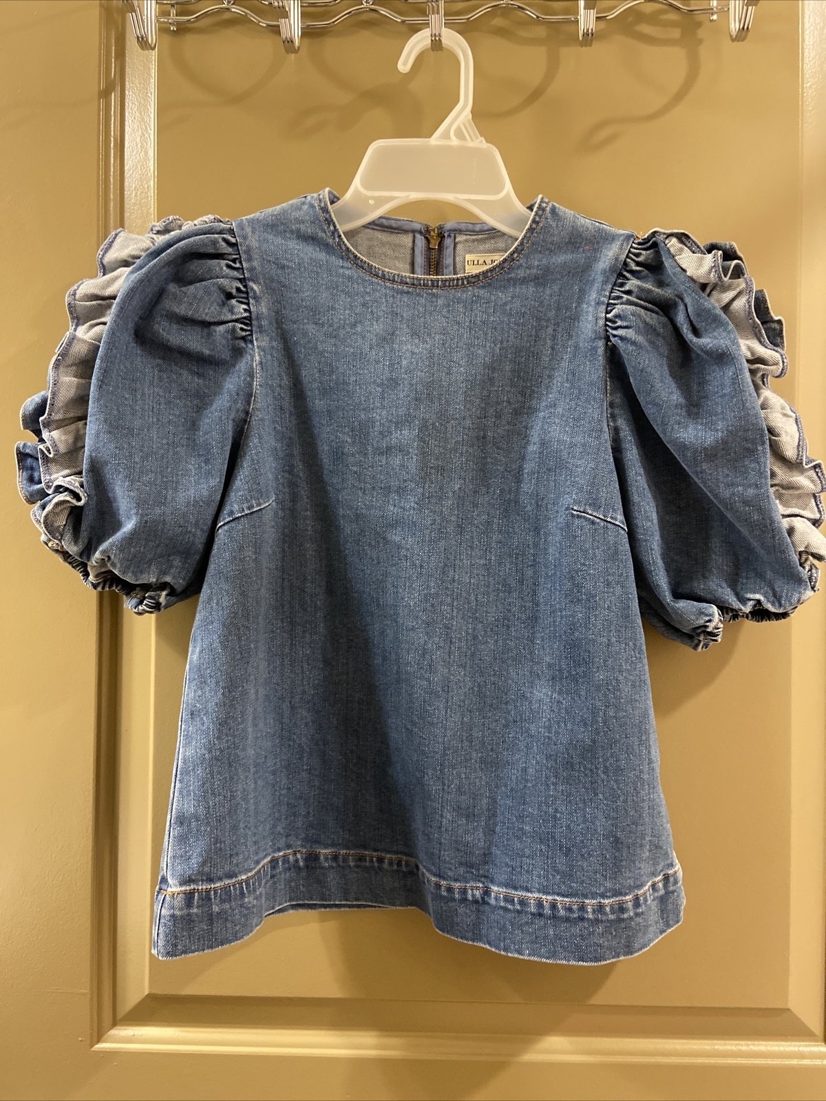 ulla johnson Denim Blue Short Sleeve Top Sz 0 (item 6.5)