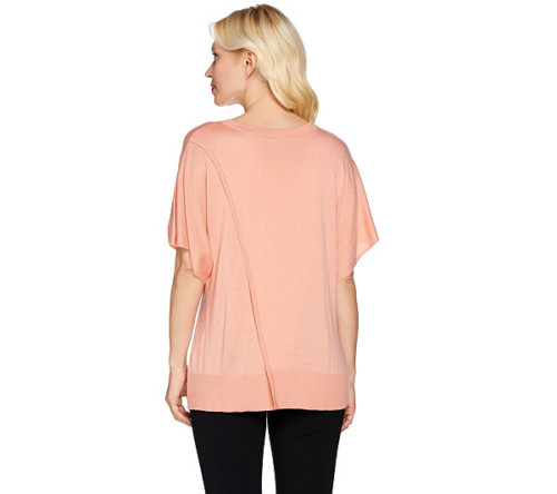 H By HALSTON BLUE CHIC BATEAU NECK CROSSOVER BACK TOP QVC Sz S NEW $ 59