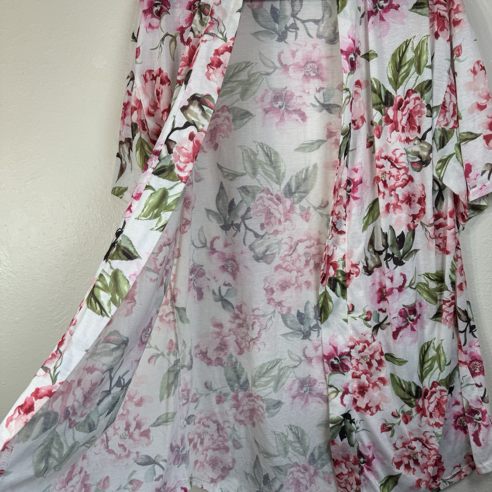 Show Me Your Mumu Cardigan Womens One Size Pink Floral Open Kimono Tunic Robe