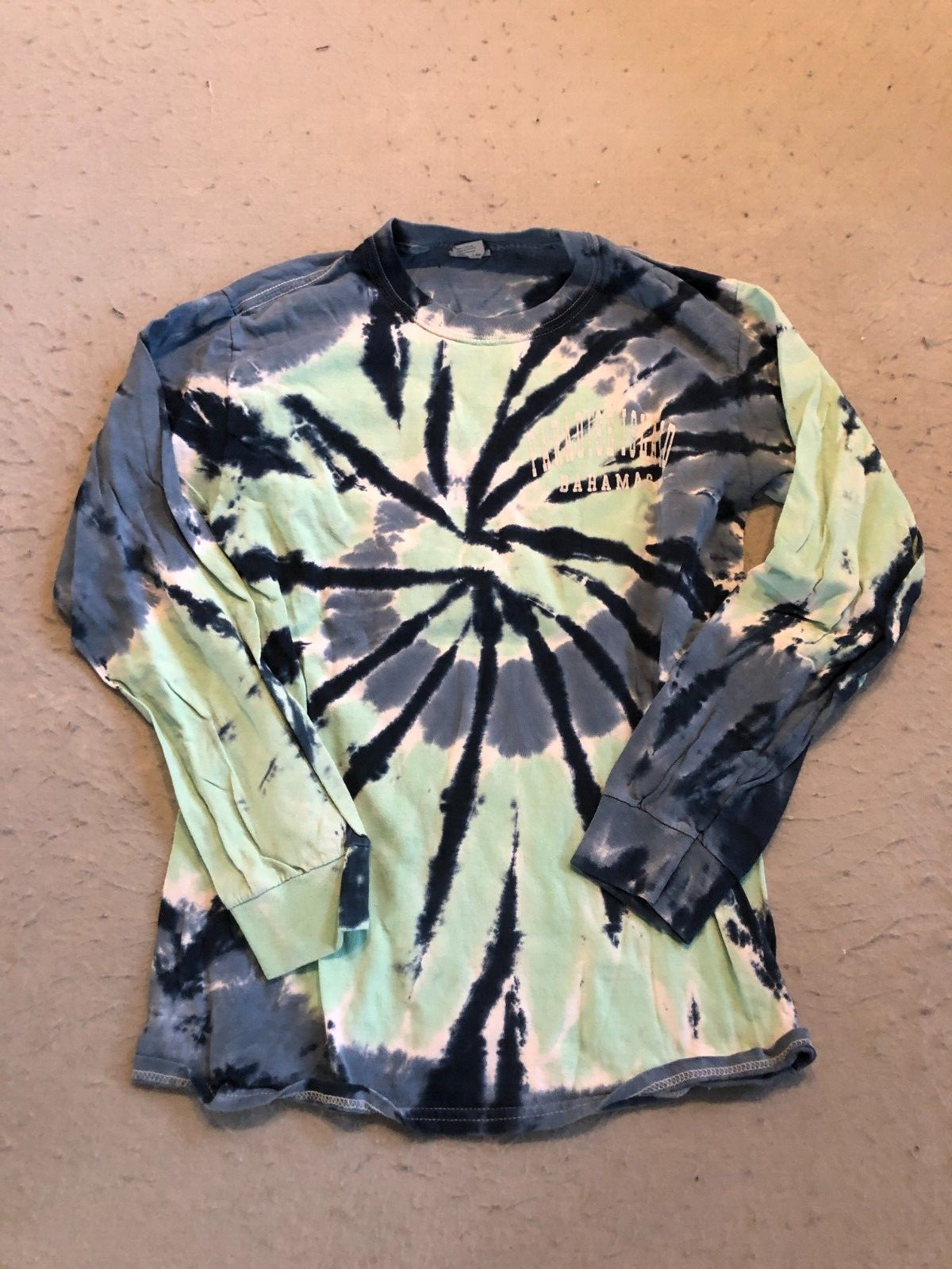 Paradise Island Bahamas Shirt Women’s Small Blue Tie Dye Long Sleeve Tourist Tee