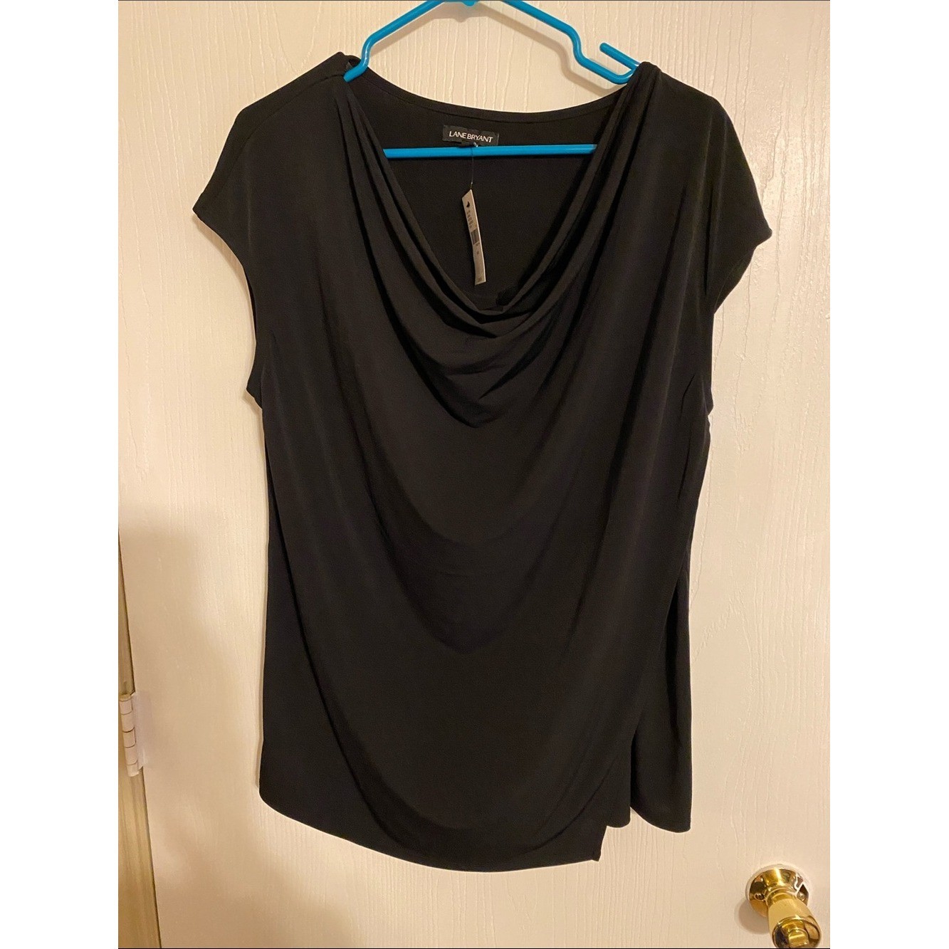 Lane Bryant Black Draped Cowl Neck Blouse