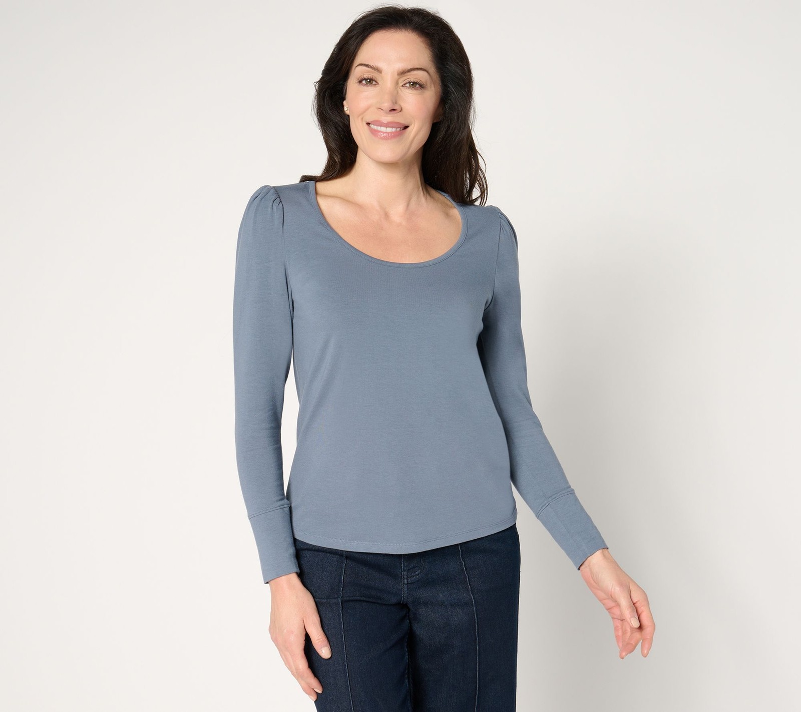 Me by Jennie Garth Women’s Top Sz M Oakley Knit Scoop Neck Blue A671170
