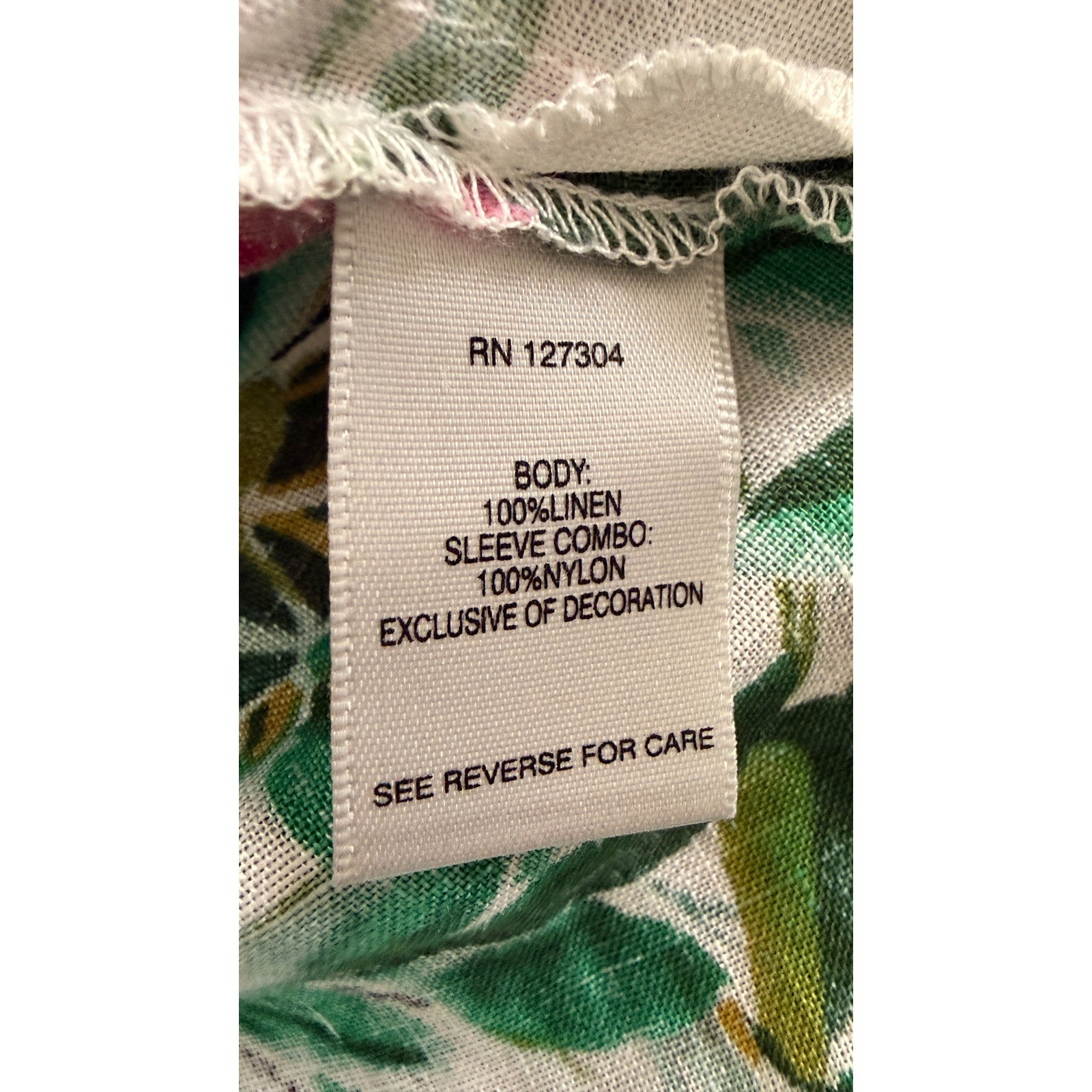 John Mark Top Women XL Tropical Multi Linen Embroidered Lace Boho Tunic Cruise