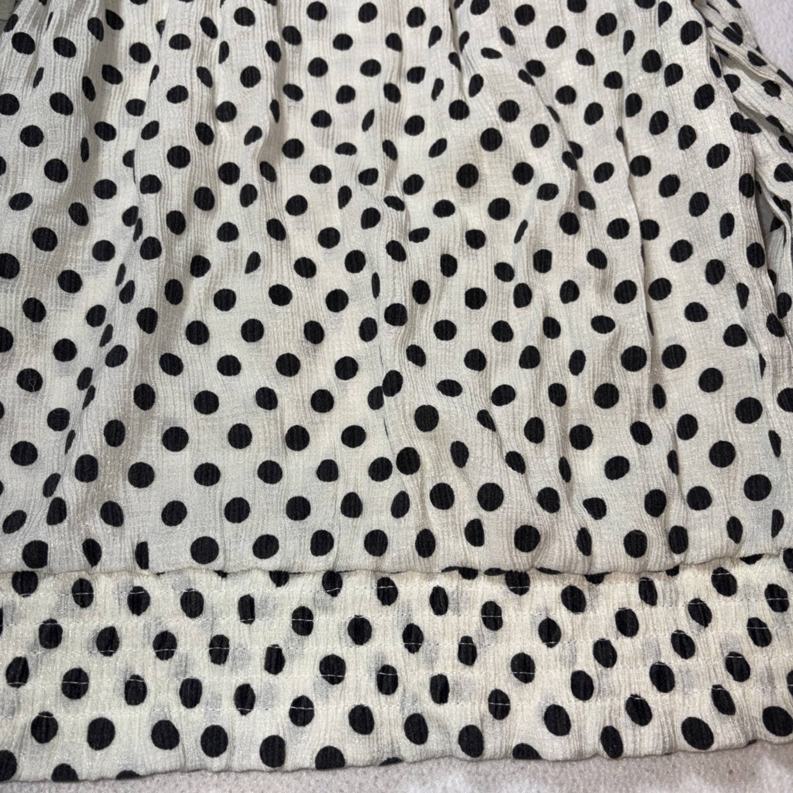 Blu Pepper Long Sleeve White W/black Poka Dots M