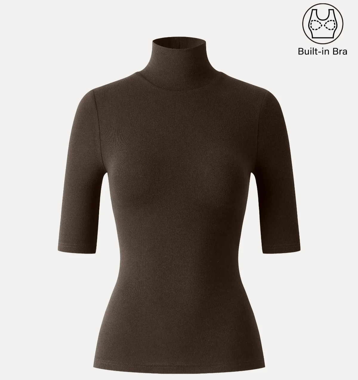 OGL Essential Turtleneck Elbow Length Sleeve Brami New – Espresso