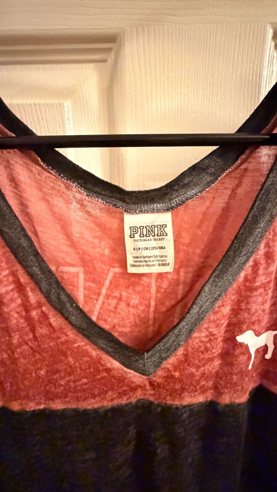 PINK Victoria’s Secret Burnout V-Neck T-Shirt with Large Back Spell-Out Logo