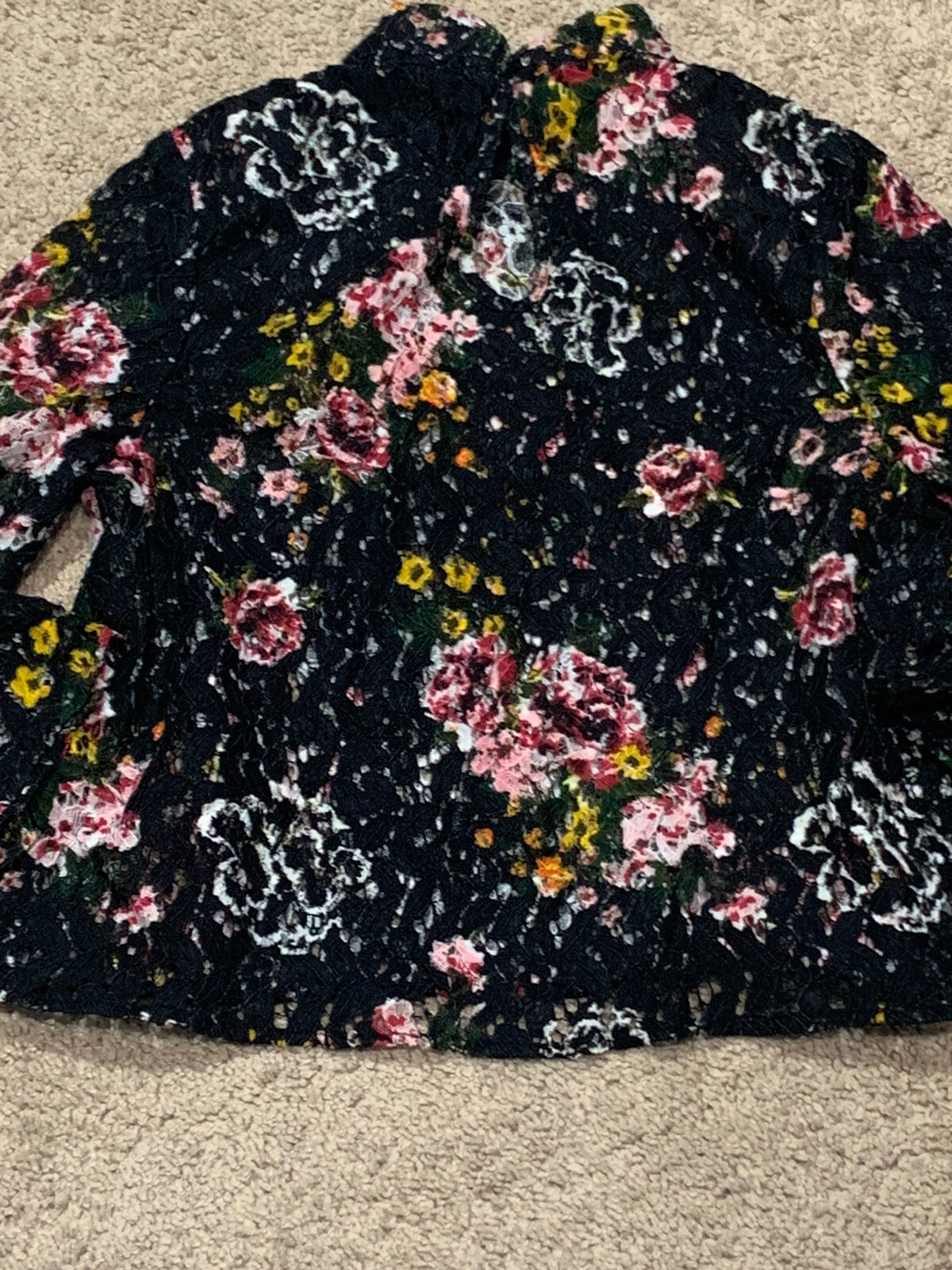 Hippie Laundry Womens Shirt Size Medium Multicolor Floral High Neck Lace