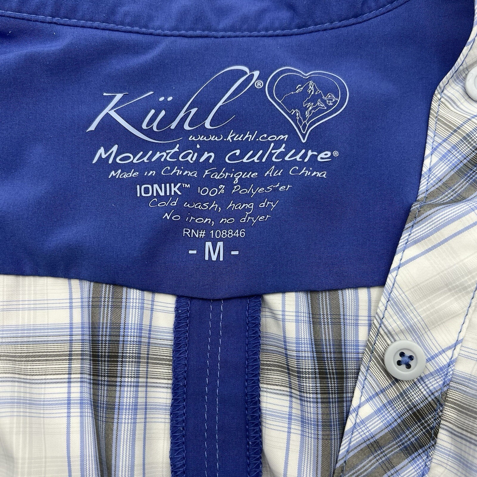 Kuhl Ionik Shirt Womens Medium Plaid Sun Protect Odor Resist Outdoor Gorpcore