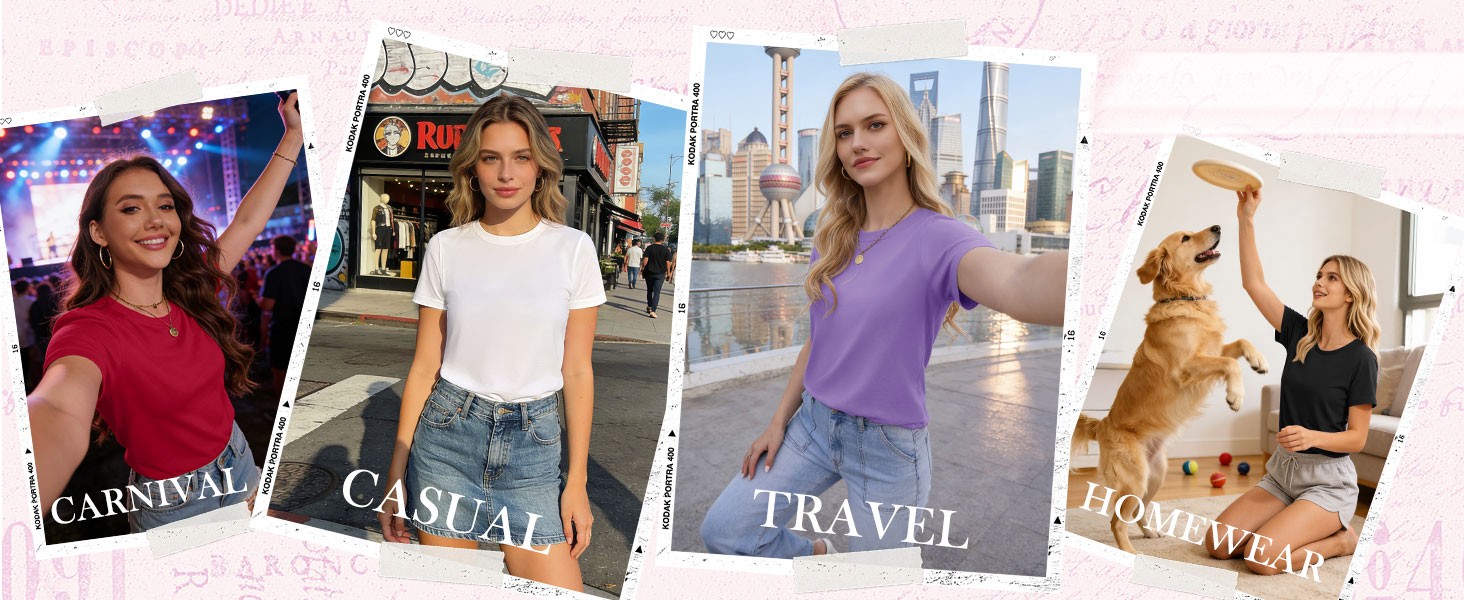 Women’s Crewneck T-Shirts Short Sleeve Cotton Shirt Summer UPF 50+ Casual Tops