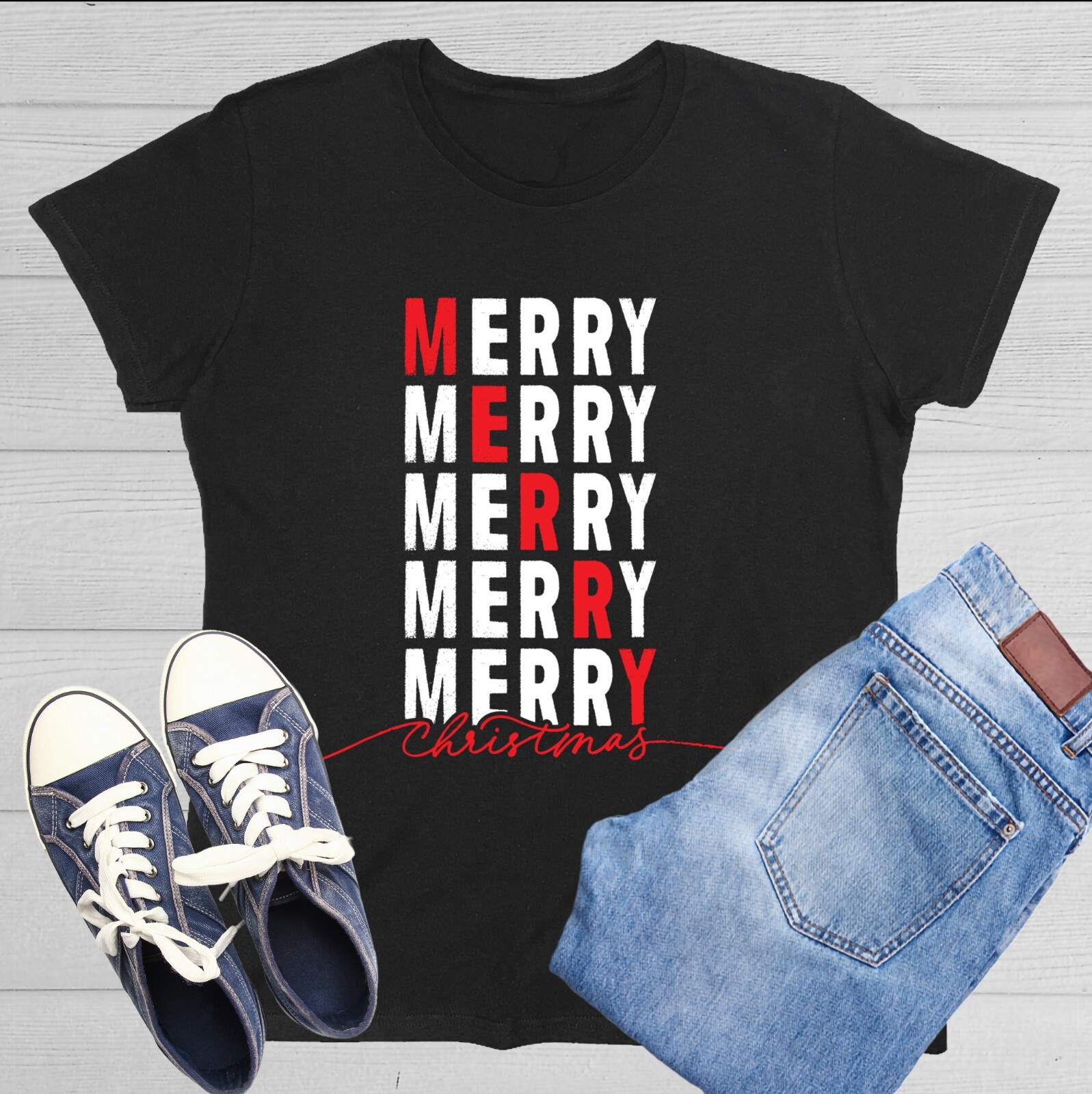 Merry Merry Christmas Sarcastic Novelty Graphics Funny Womens T-Shirt