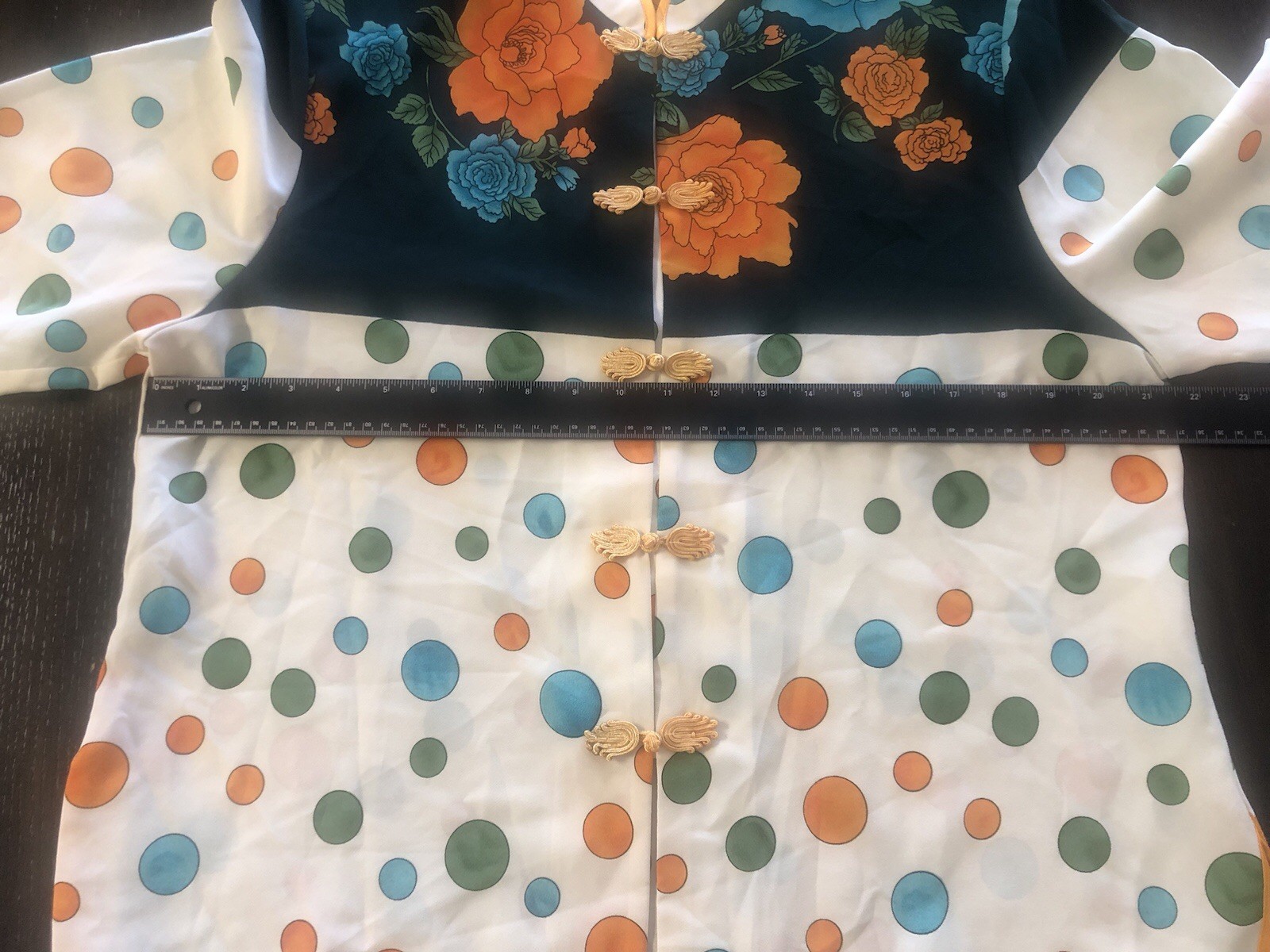 WT Wang Tai Size XXL Blouse Asian Floral Shoulder Pads