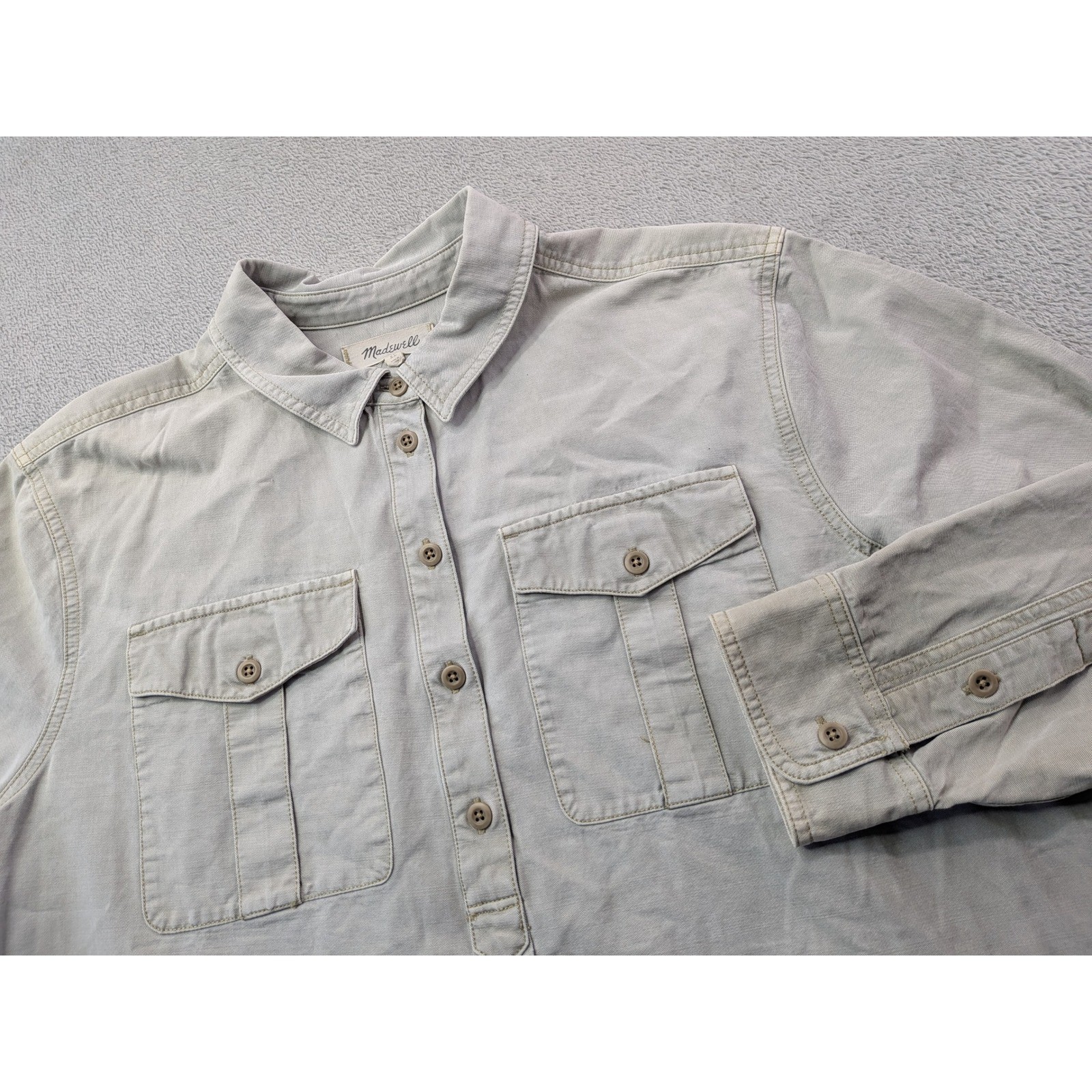 Madewell Women’s XL Khaki Beige Cotton Lyocell Utility Tunic Shirt