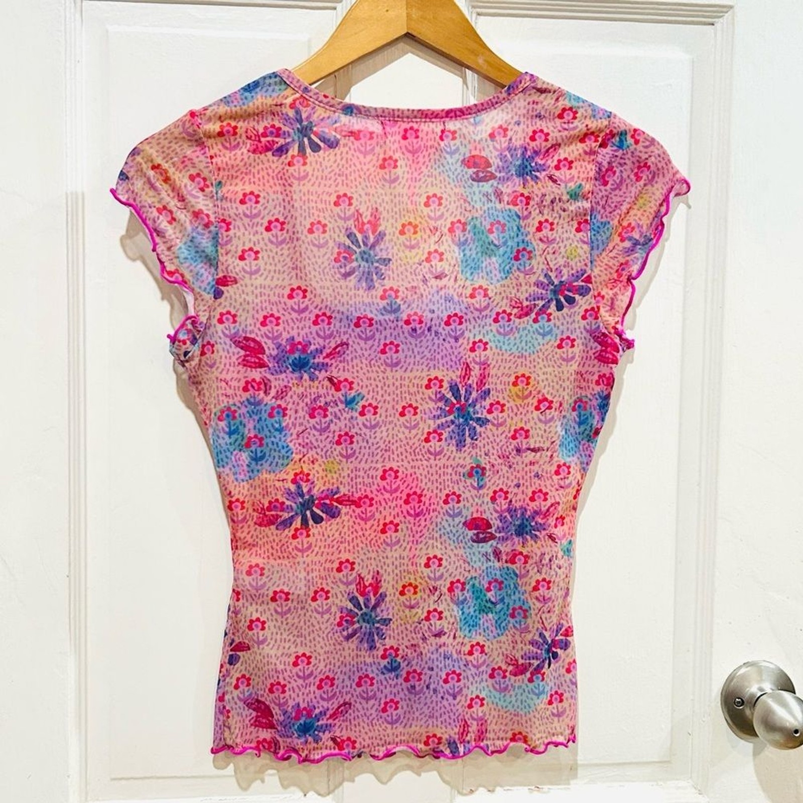 Natural Life Devon Floral Mesh Top Cottagecore Fairycore Boho Hippie Y2K Size S