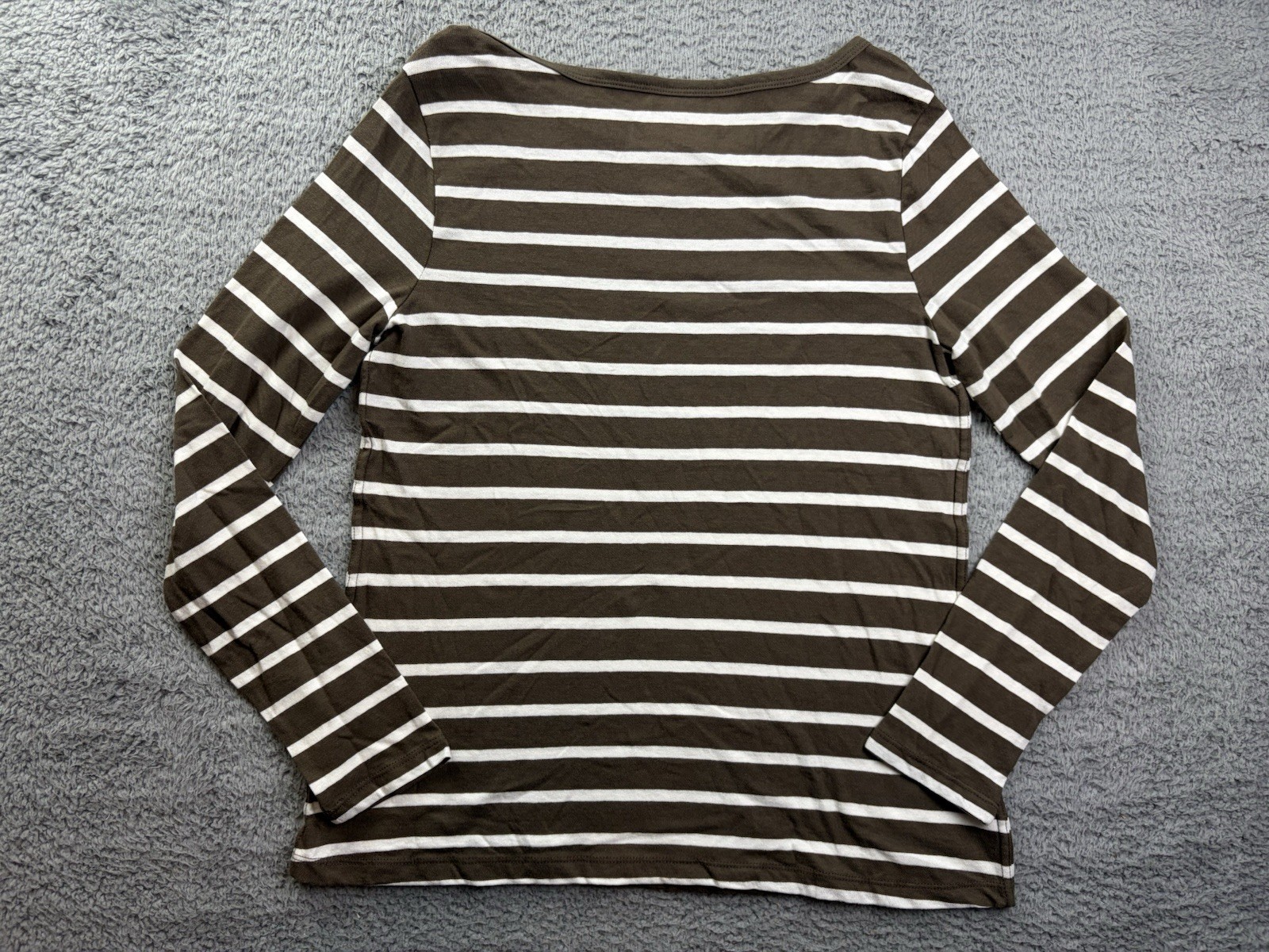 Universal Thread Womens Medium Brown Striped Cewneck Long Sleeve T-Shirt