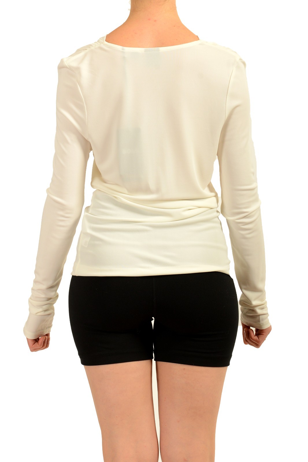 Hugo Boss Women’s “Eseyana” Ivory Long Sleeve Stretch Blouse Top US L IT 44