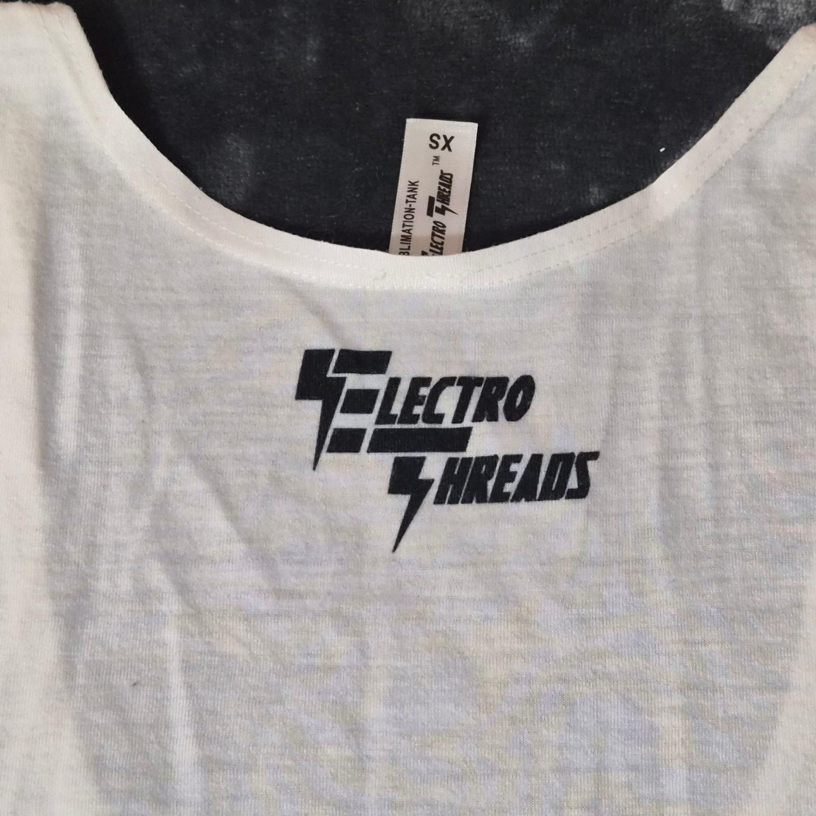 Electro Threads Mandala Crescent Moon Sublimation Tank White XS Festival Yoga