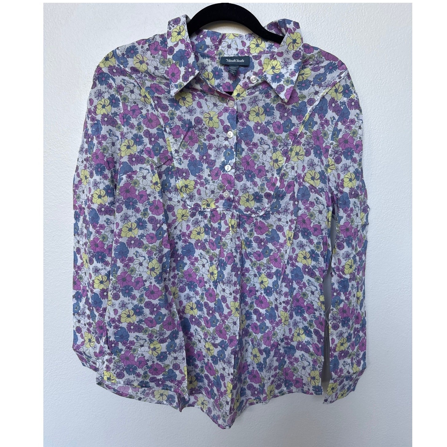 Modcloth Flower Patch Pleasantries Button-Up Shirt Purple/White Women’s M NWT