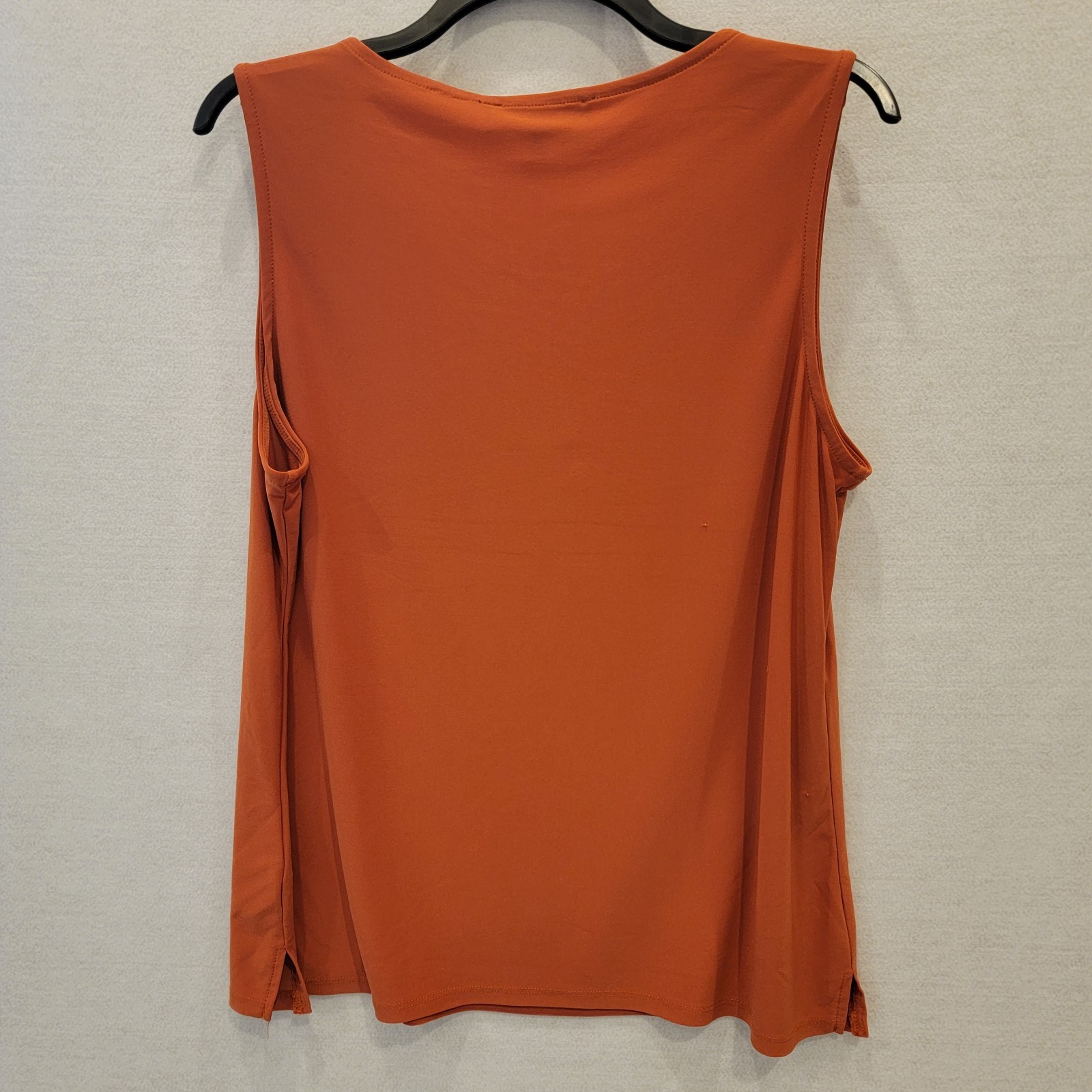 Kasper Womens Sleeveless Shell Top Size L Orange Keyhole Neck Stretch Blouse