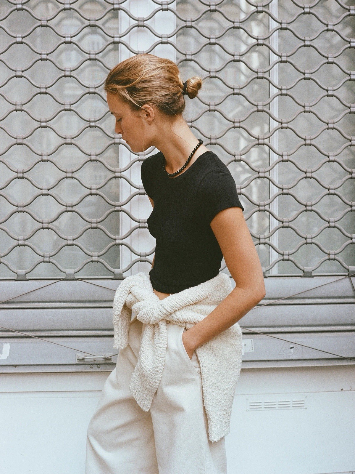 Ozma Raw Silk Lou Tee in Black SMALL