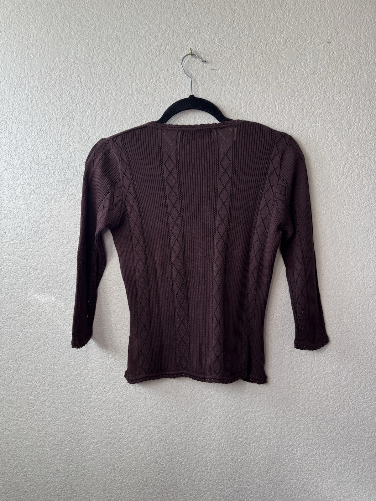 August Silk Brown Beaded Half Sleeve Cardigan, Cut Out Tags Size Medium