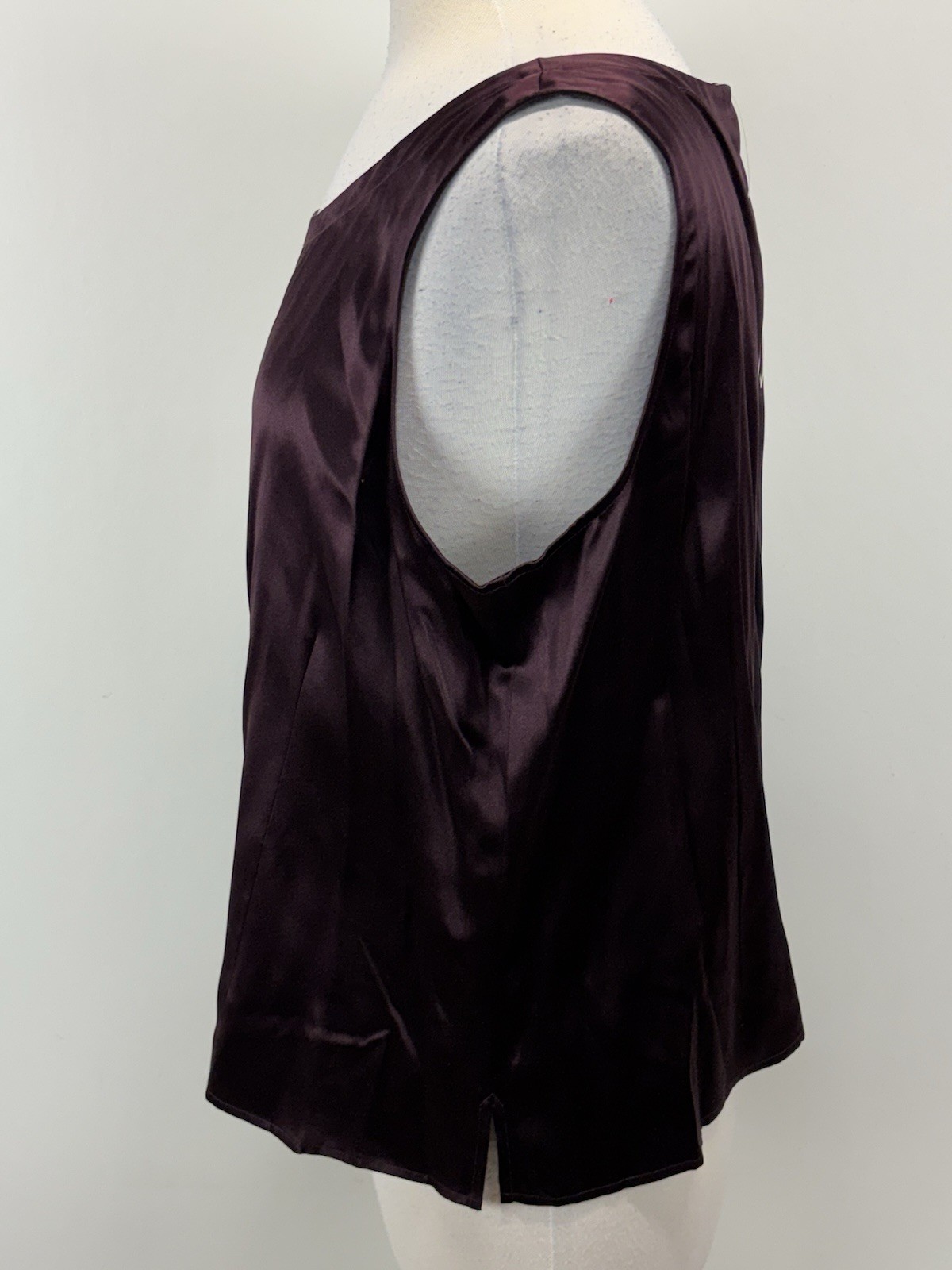 NEW! Eileen Fisher Satin Silk Charmeuse Tank Shell Top Blouse Womens XL Plum