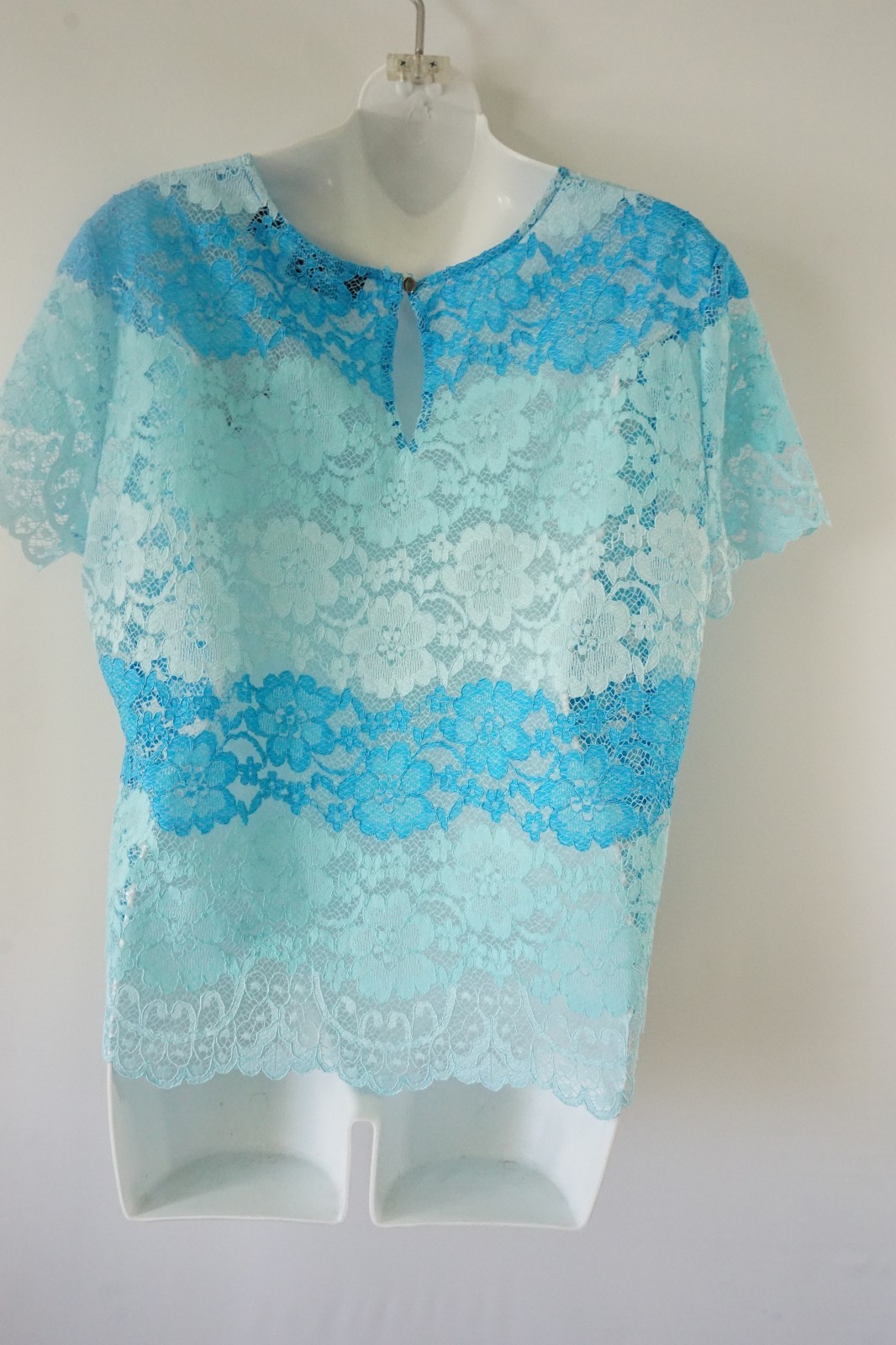 NWT 7th Avenue Design Studio New York & Company Blue Lace Top Size L
