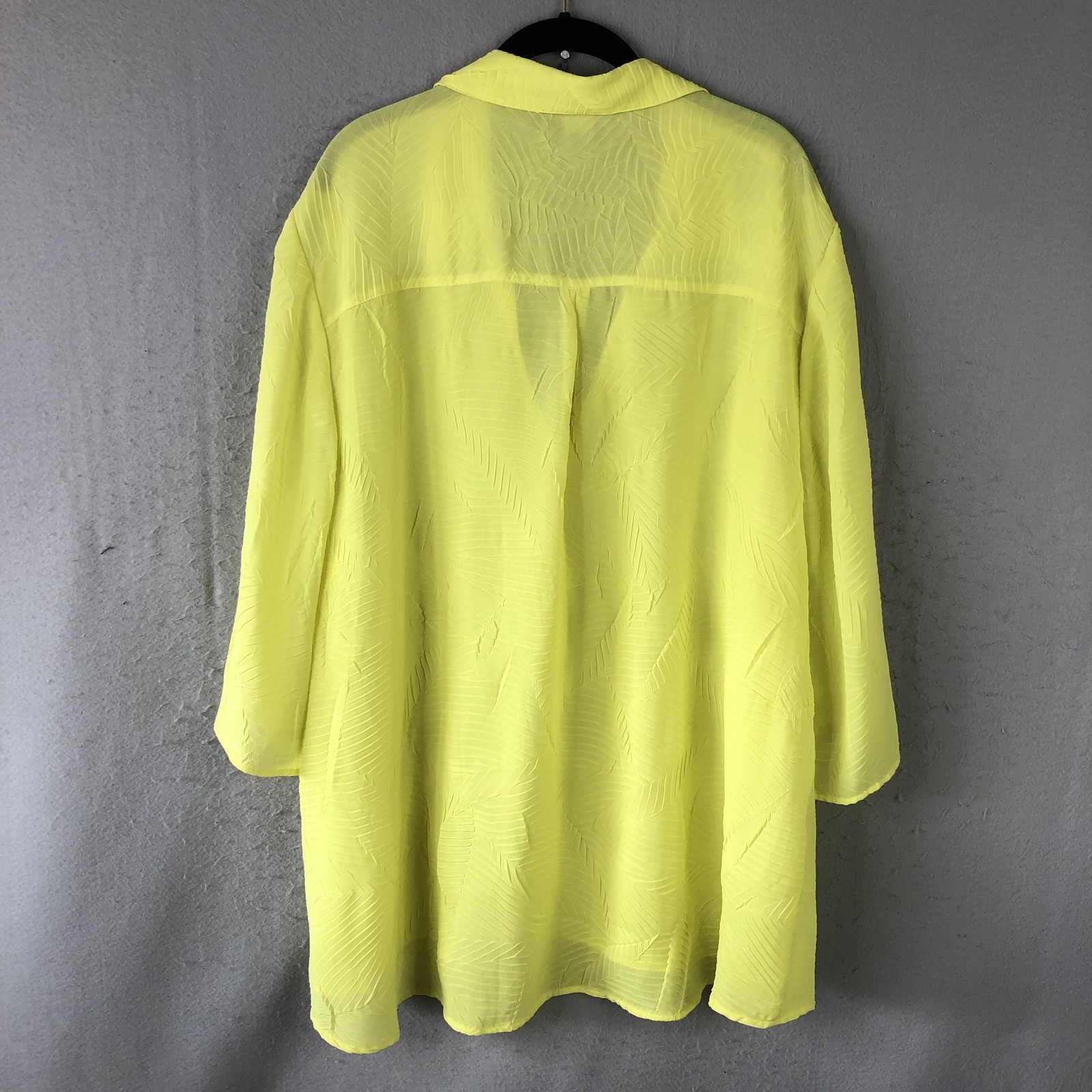 Neon Yellow Shirt Womens 2X Yellow Button Front Blouse Tunic Bold Summer