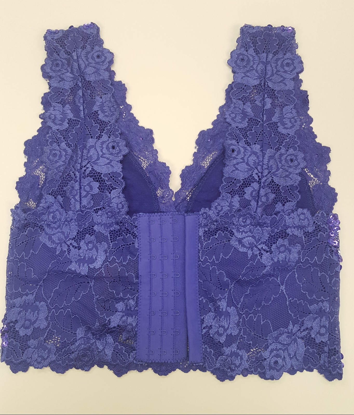Blue color hand decorated crop top cami tank blouse lace with sequins & beads