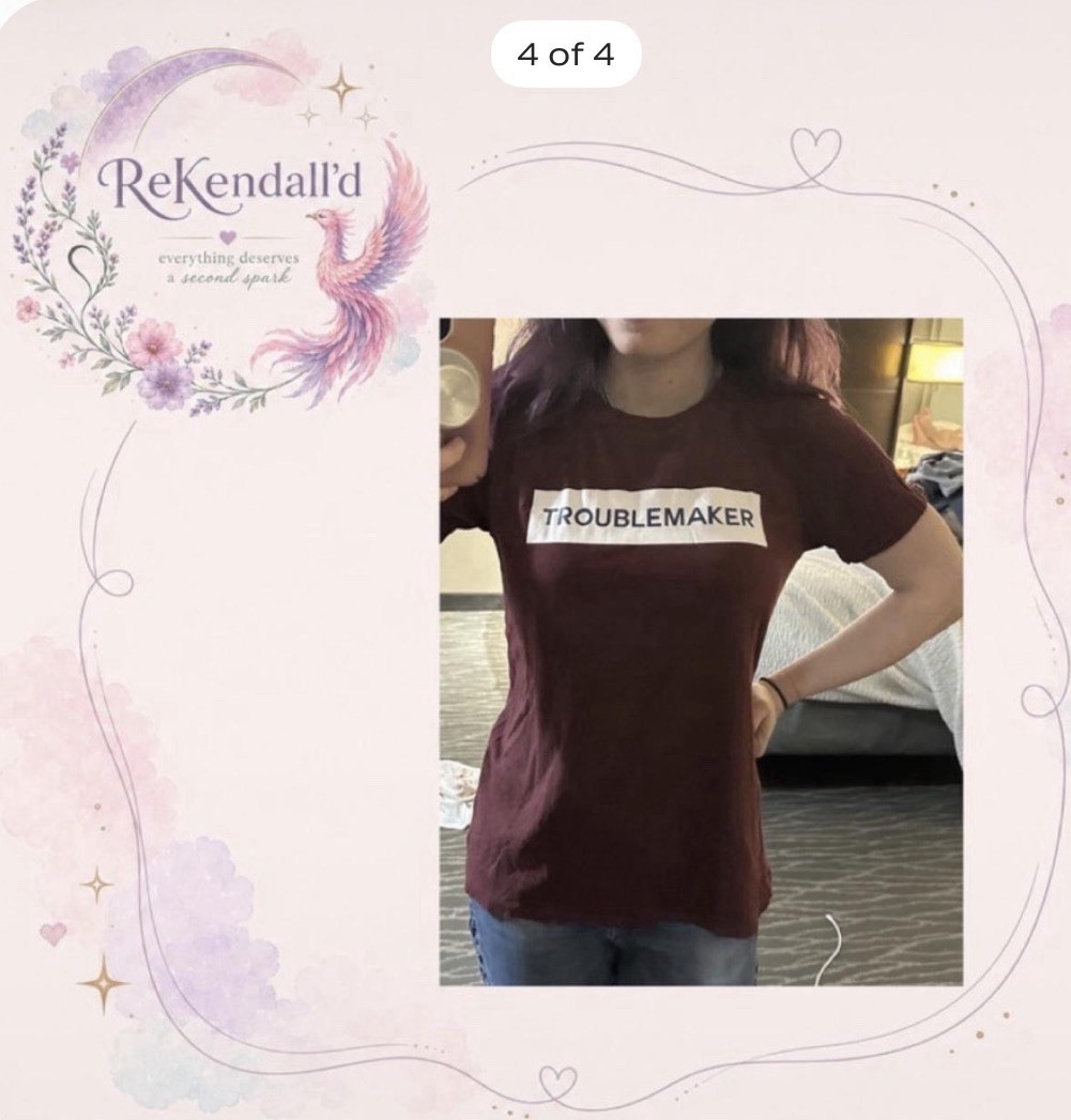 Forever 21 Women’s M Burgundy Troublemaker Graphic Crew Neck Short Sleeve Tee