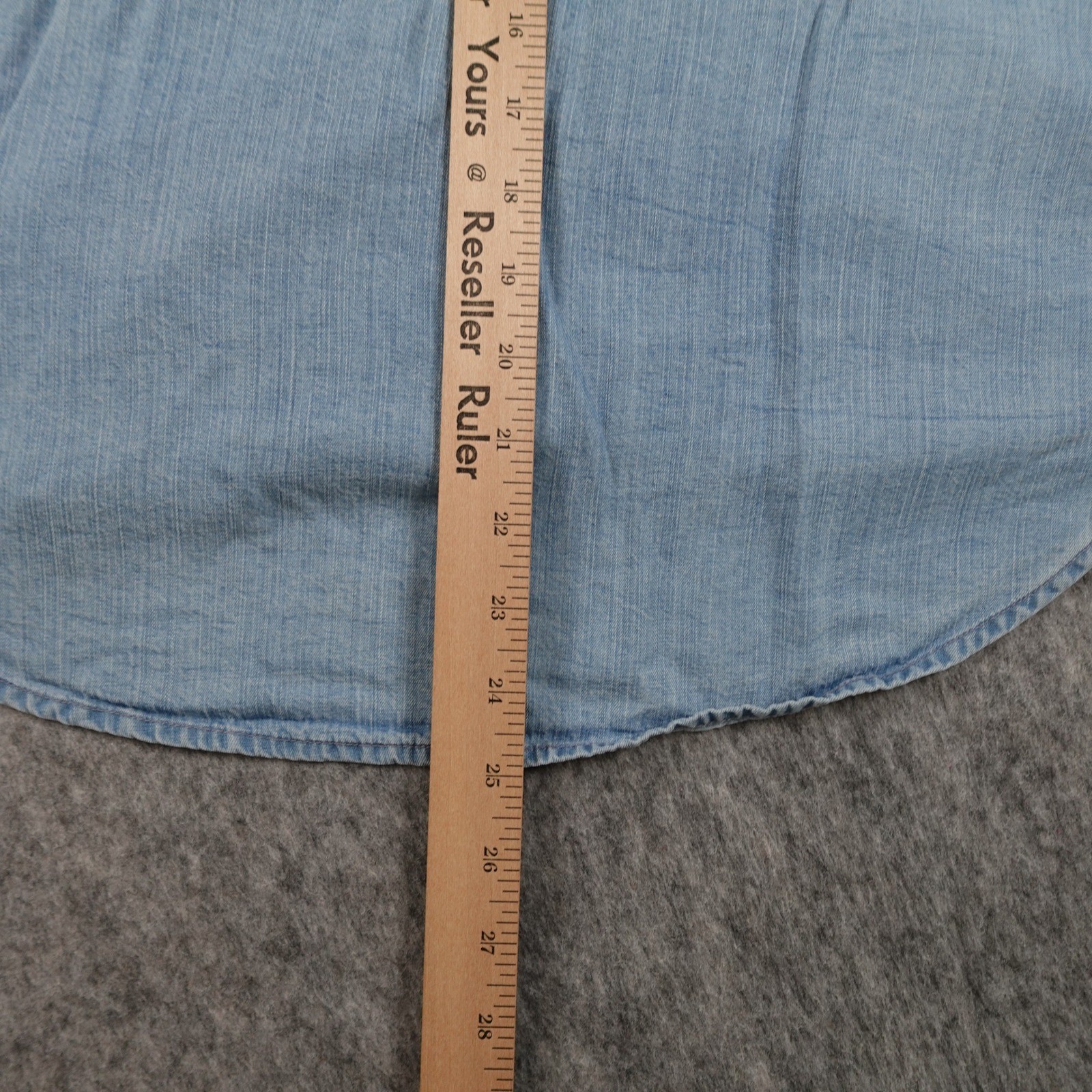 Cloth and Stone Top Women Extra Large Blue Ruched Front Button Down Chambray