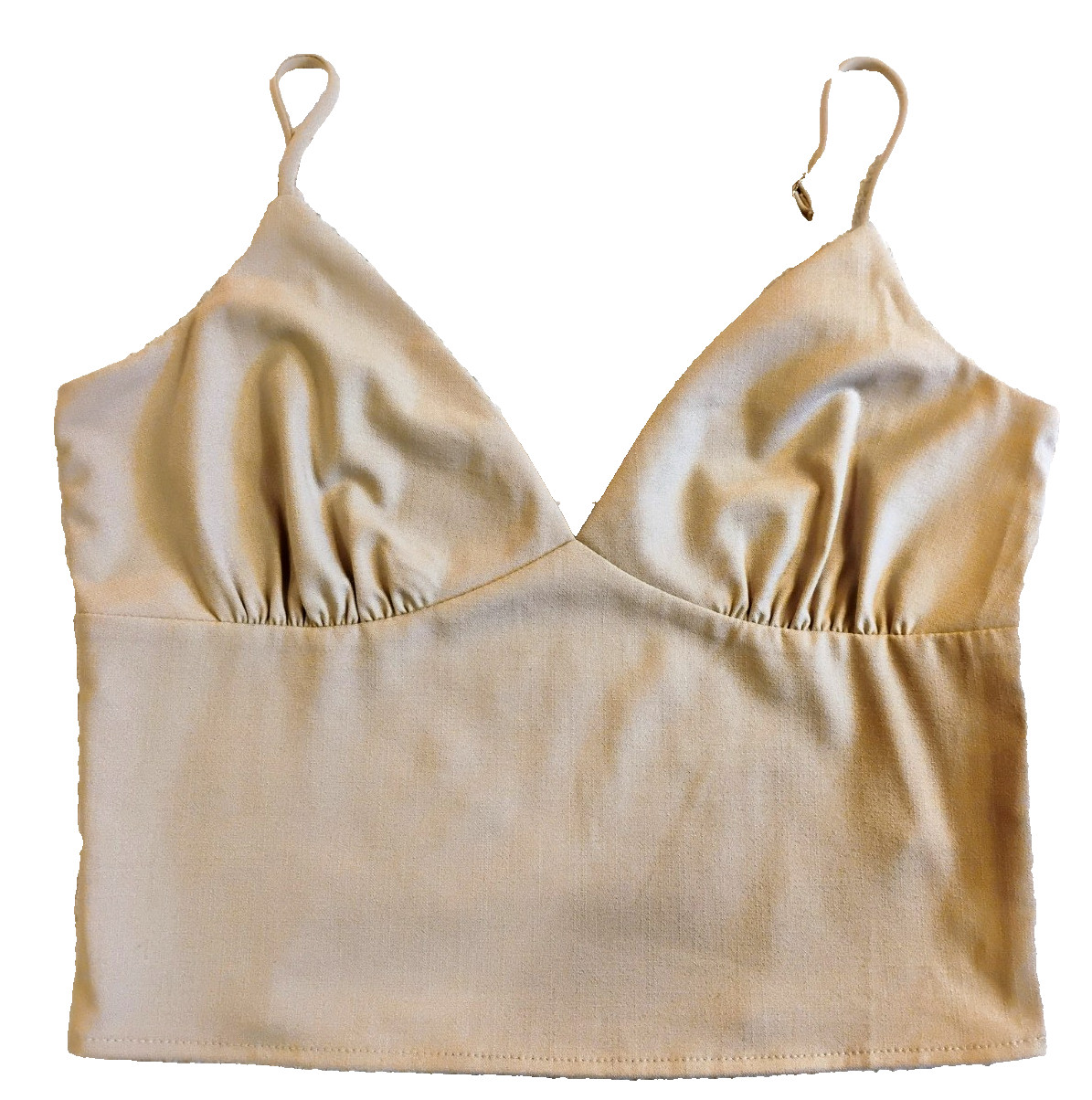 ⚫ Line and Dot Cami Cropped Tank Beige Side Zip Women’s Sz XS – EUC